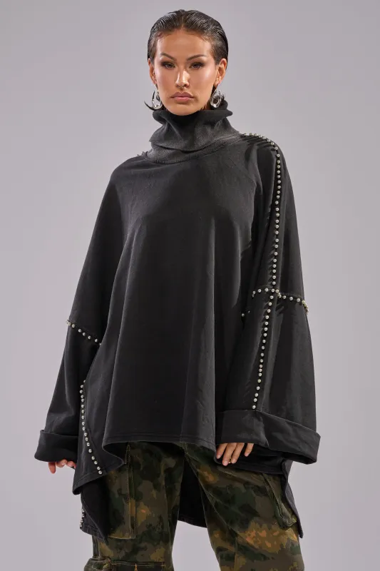 OVER IT TURTLE NECK OVERSIZED SWEATSHIRT sold by AKIRA