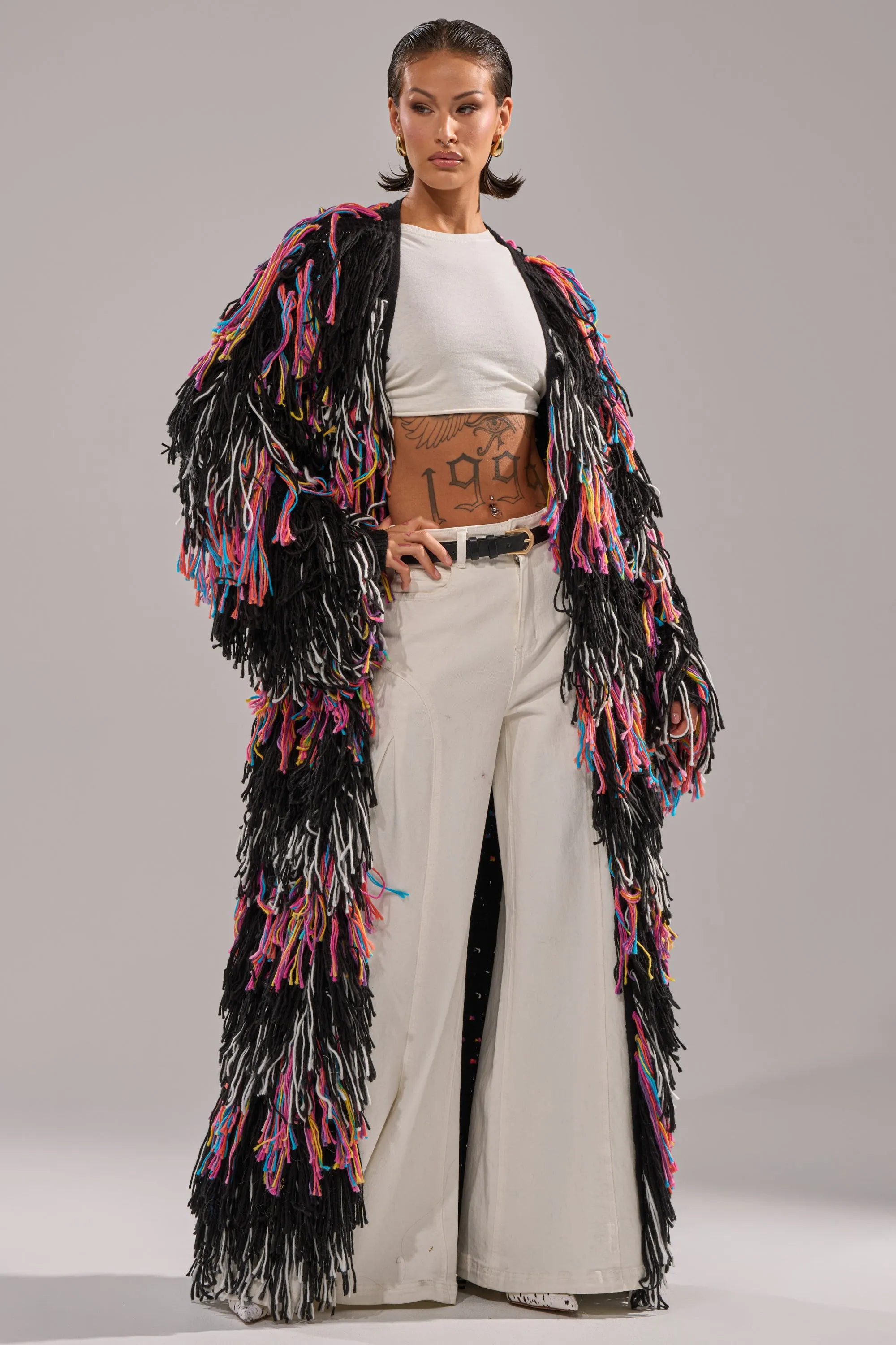 SASHA LONG FRINGE CARDIGAN sold by AKIRA product image thumbnail 2