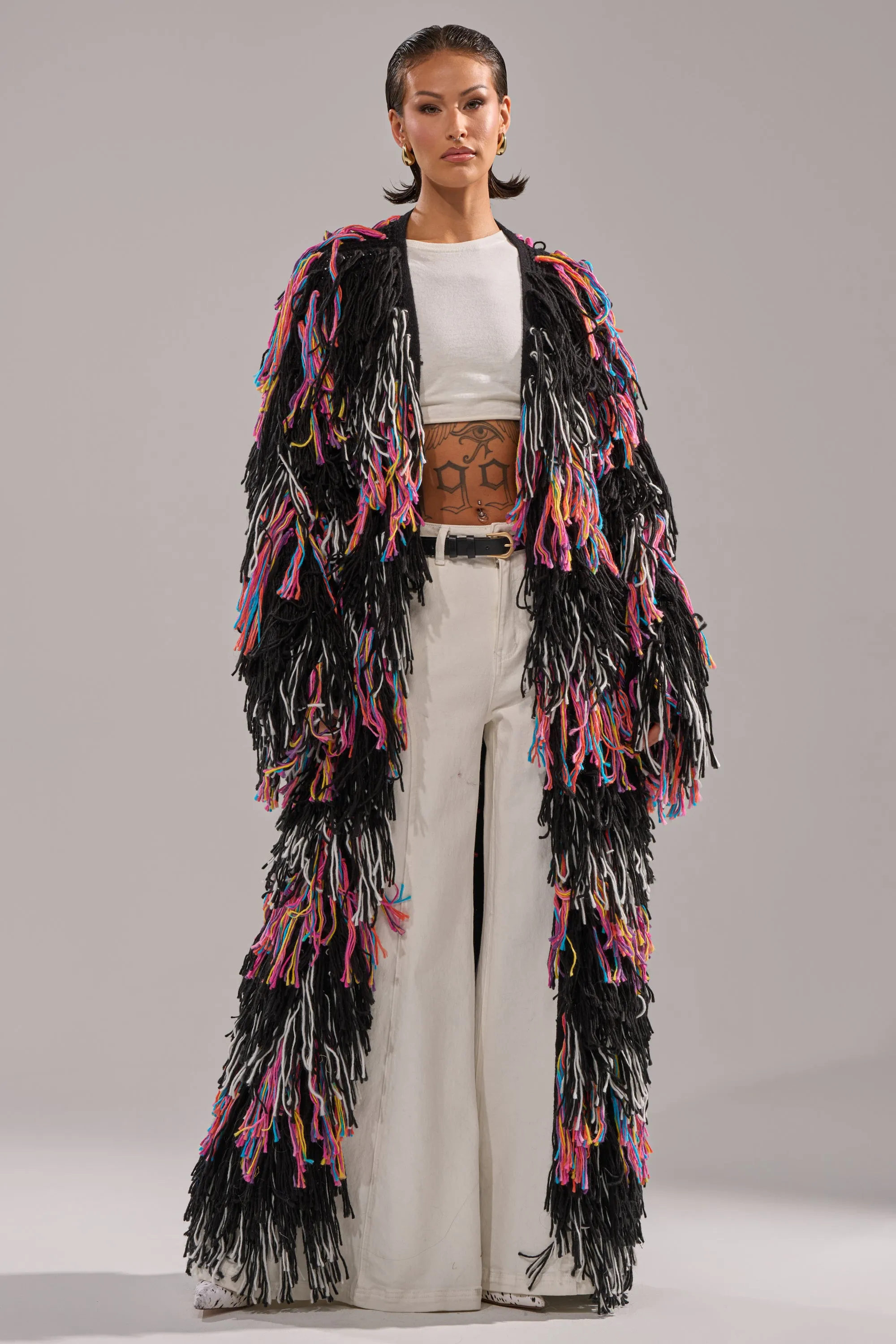 SASHA LONG FRINGE CARDIGAN sold by AKIRA product image thumbnail 3