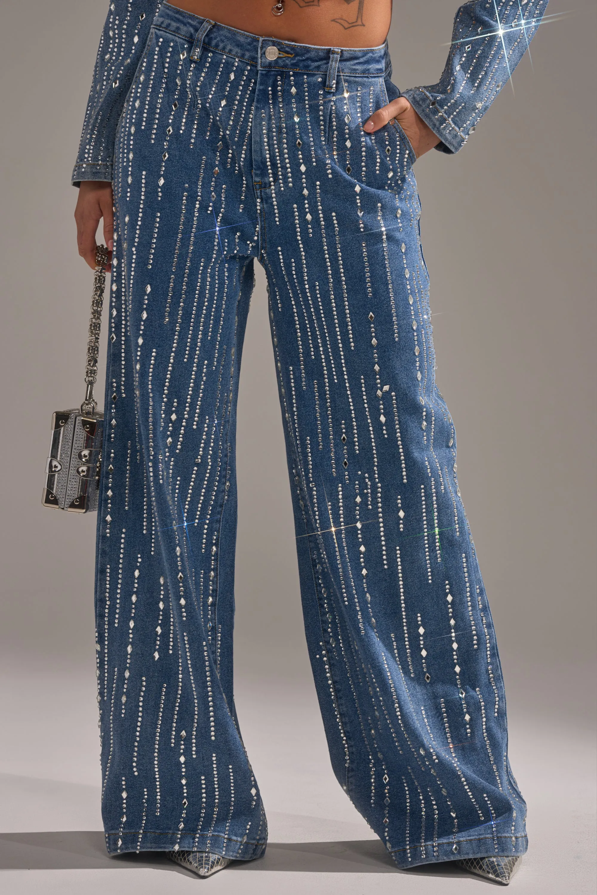 NEVER COME DOWN RHINESTONE DENIM sold by AKIRA product image thumbnail 2