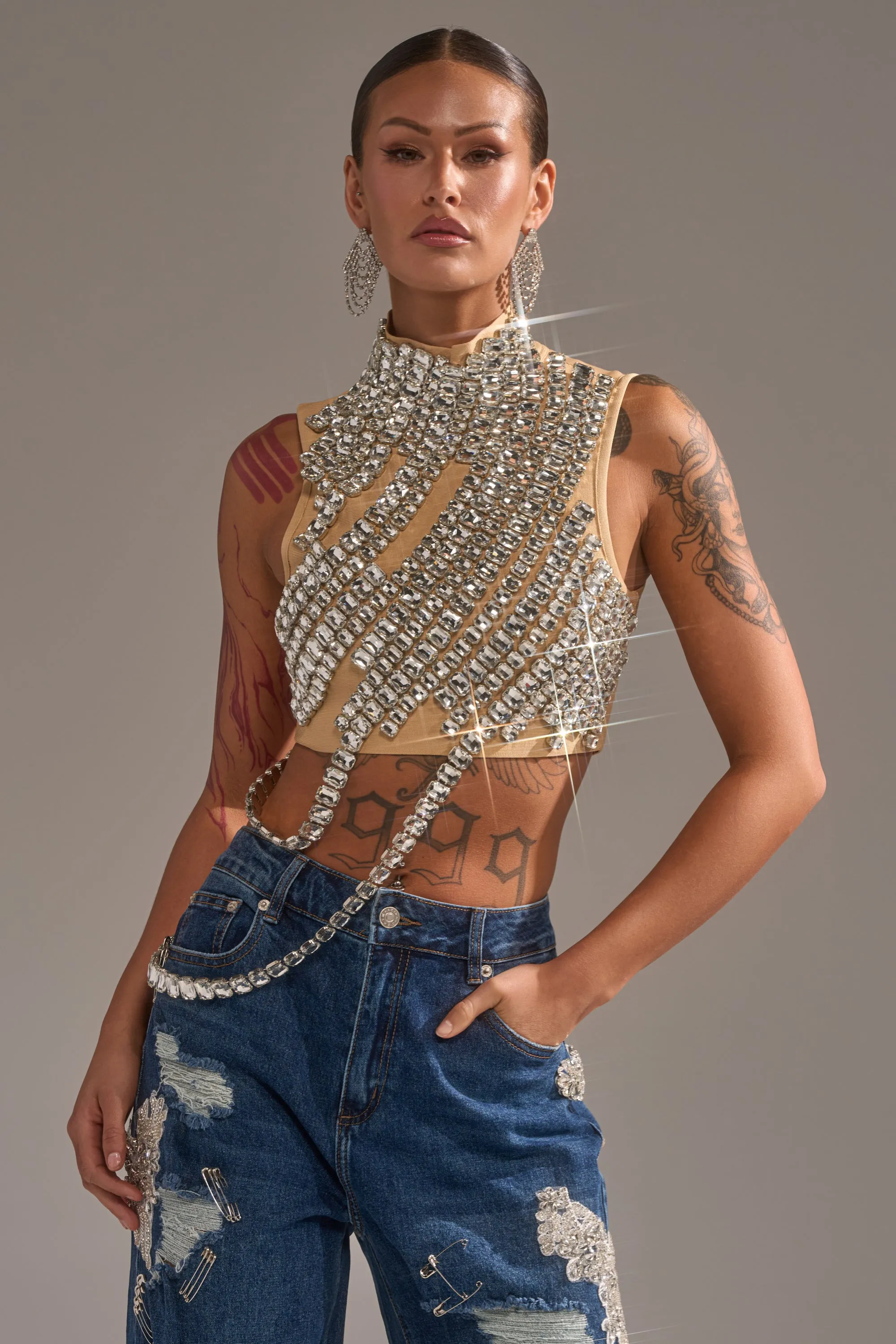 ITS YOUR TIME RHINESTONE MOCK NECK BLOUSE sold by AKIRA product image thumbnail 3