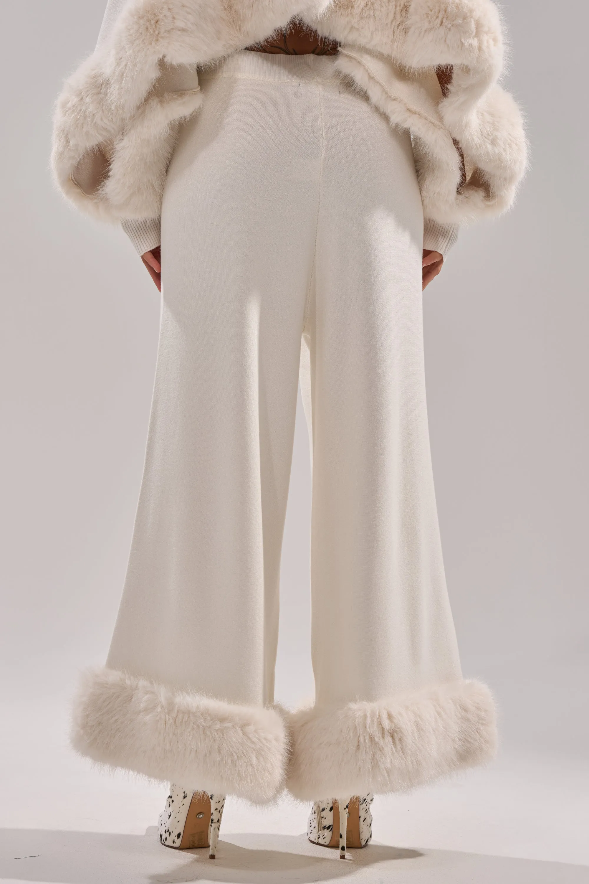 QUIET LUX FUR TRIM SWEATER PANTS IN WHITE sold by AKIRA product image thumbnail 5