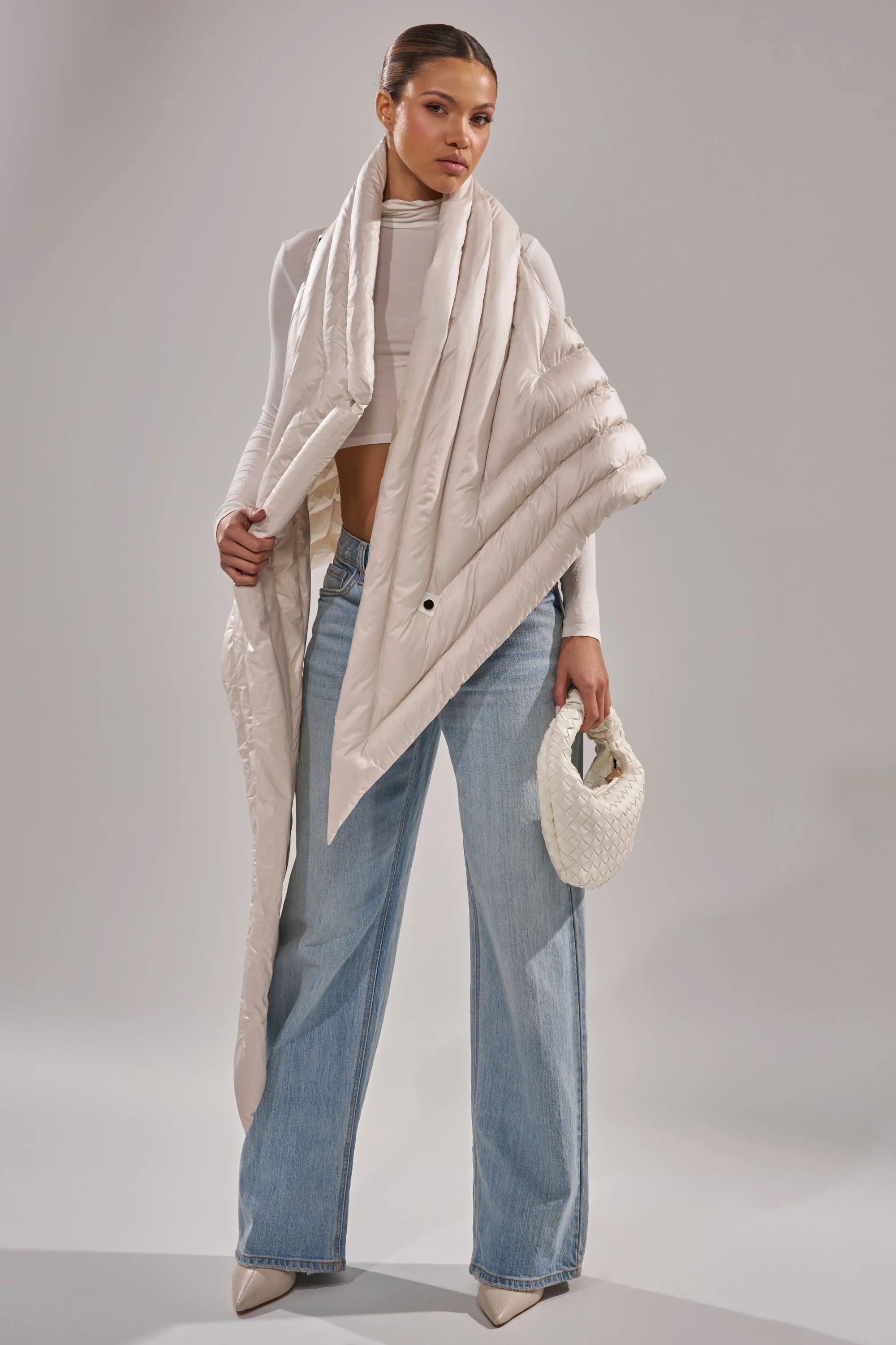 FOR THE DRAMA PUFFER VEST IN IVORY sold by AKIRA product image thumbnail 3