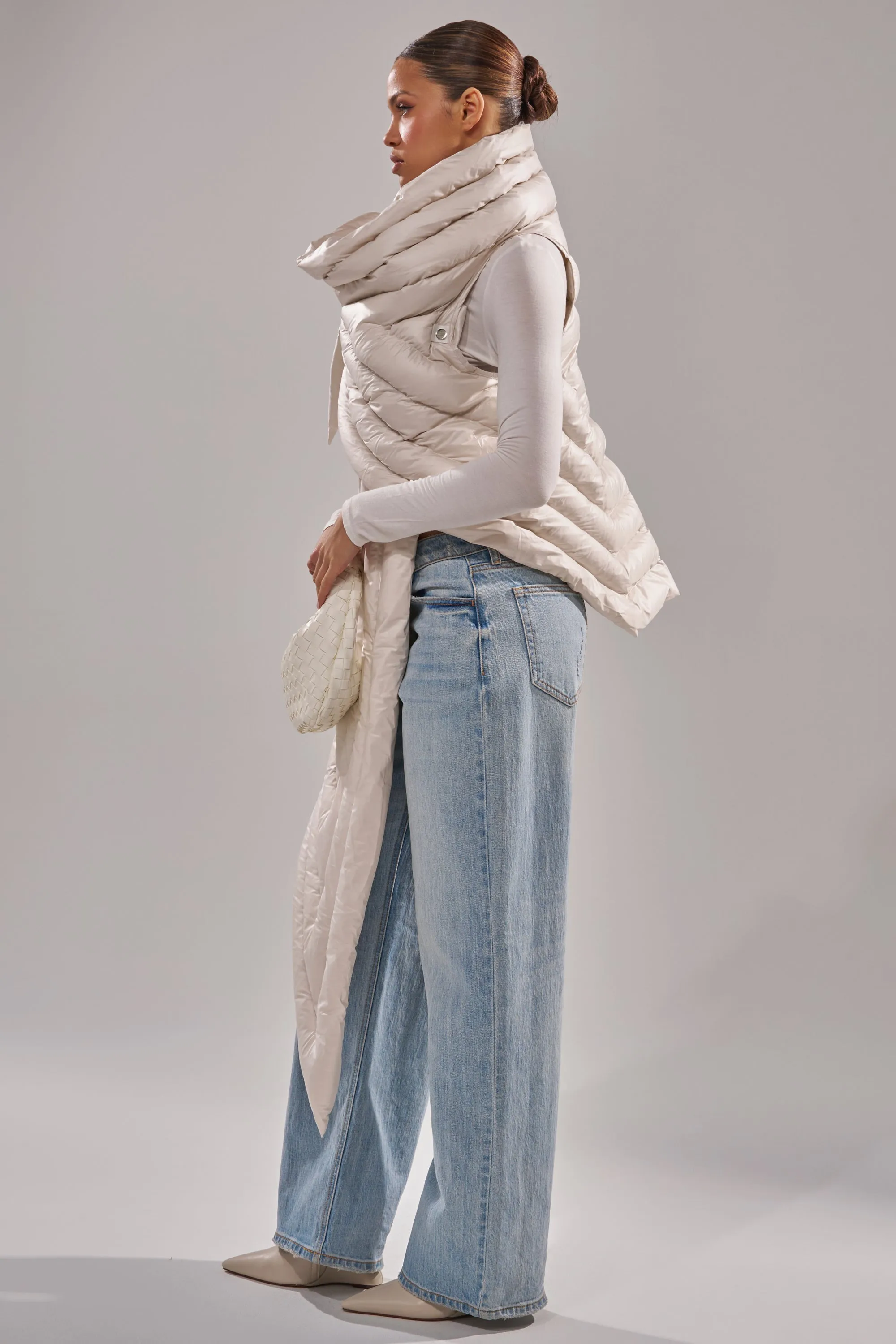 FOR THE DRAMA PUFFER VEST IN IVORY sold by AKIRA product image thumbnail 4