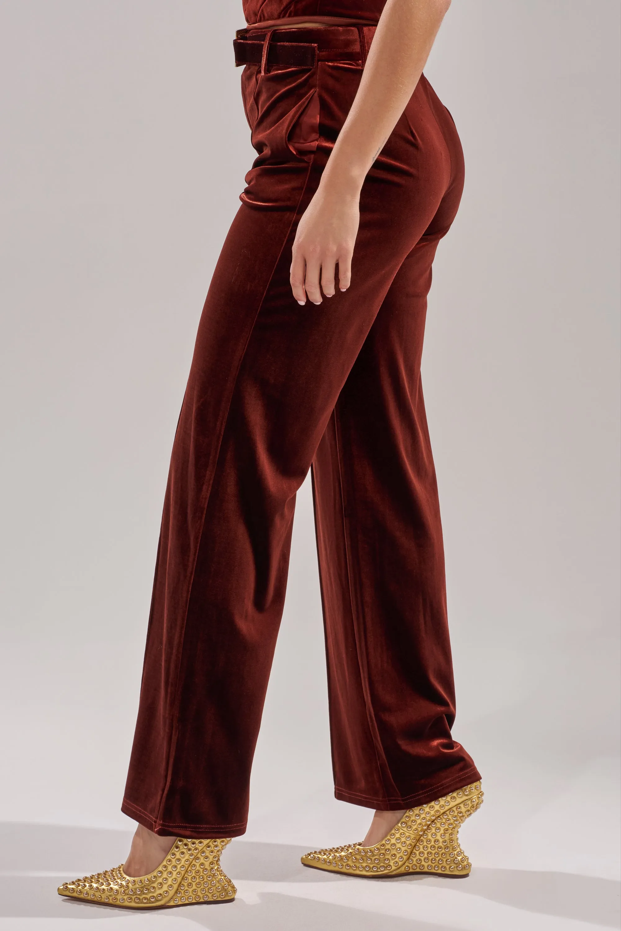 FLASHING LIGHTS VELVET TROUSER sold by AKIRA product image thumbnail 4