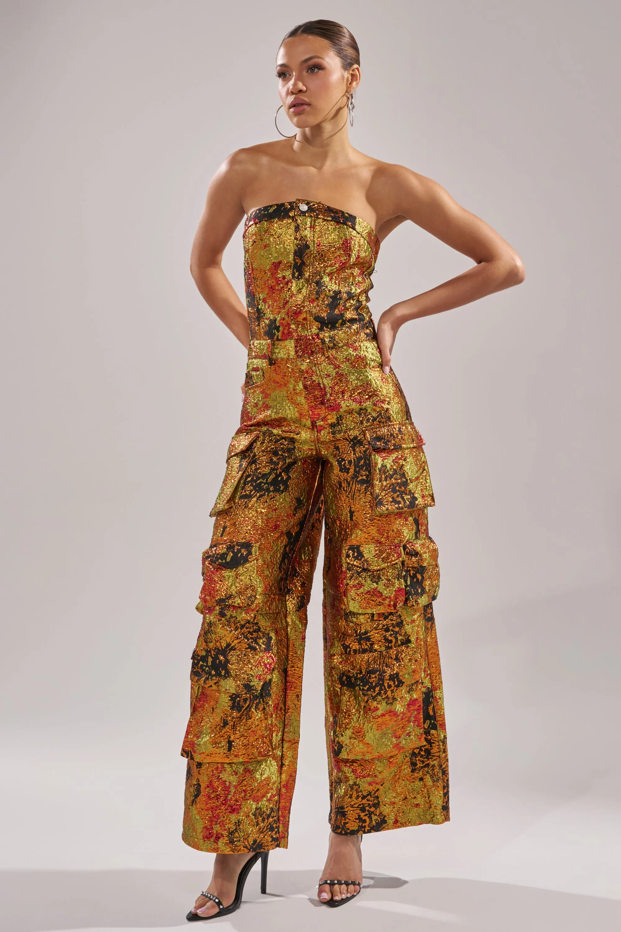 NIKKI BROCADE JUMPSUIT sold by AKIRA product image thumbnail 3