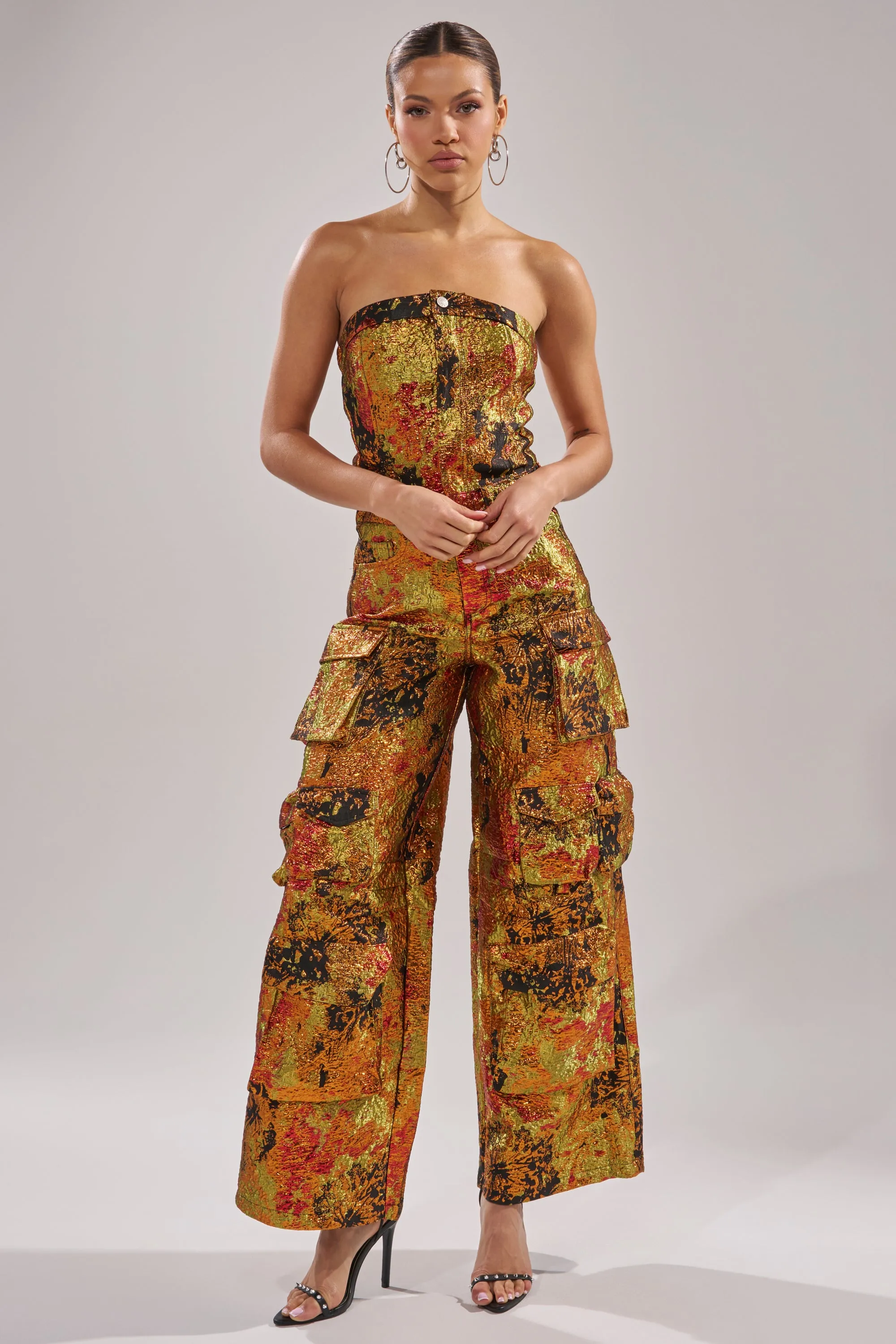 NIKKI BROCADE JUMPSUIT sold by AKIRA