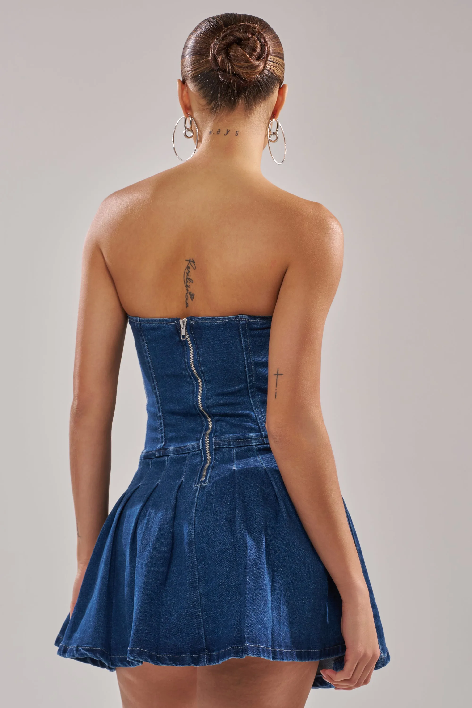LACE ME UP DENIM MINI DRESS sold by AKIRA product image thumbnail 5