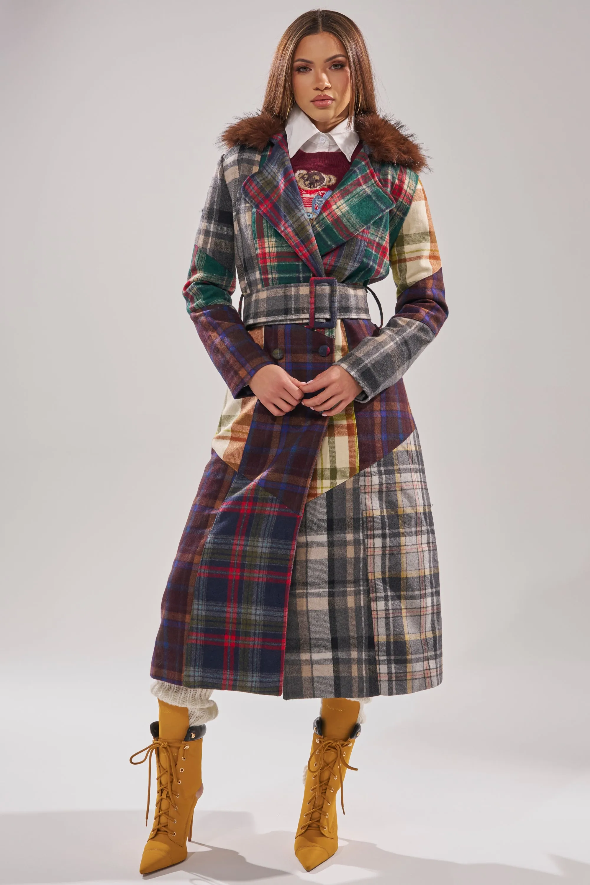 RILEY PATCHWORK TRENCH sold by AKIRA