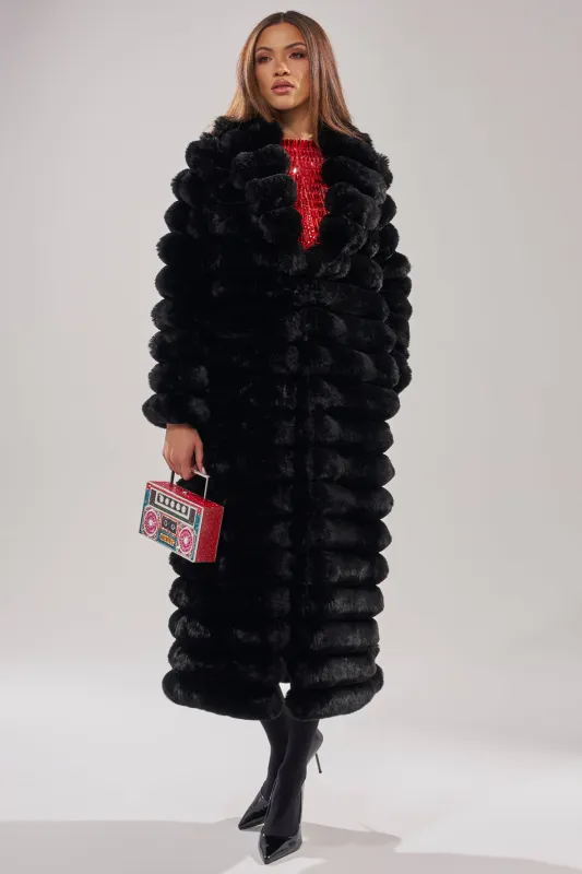 MAXI POPCORN FAUX FUR IN BLACK sold by AKIRA