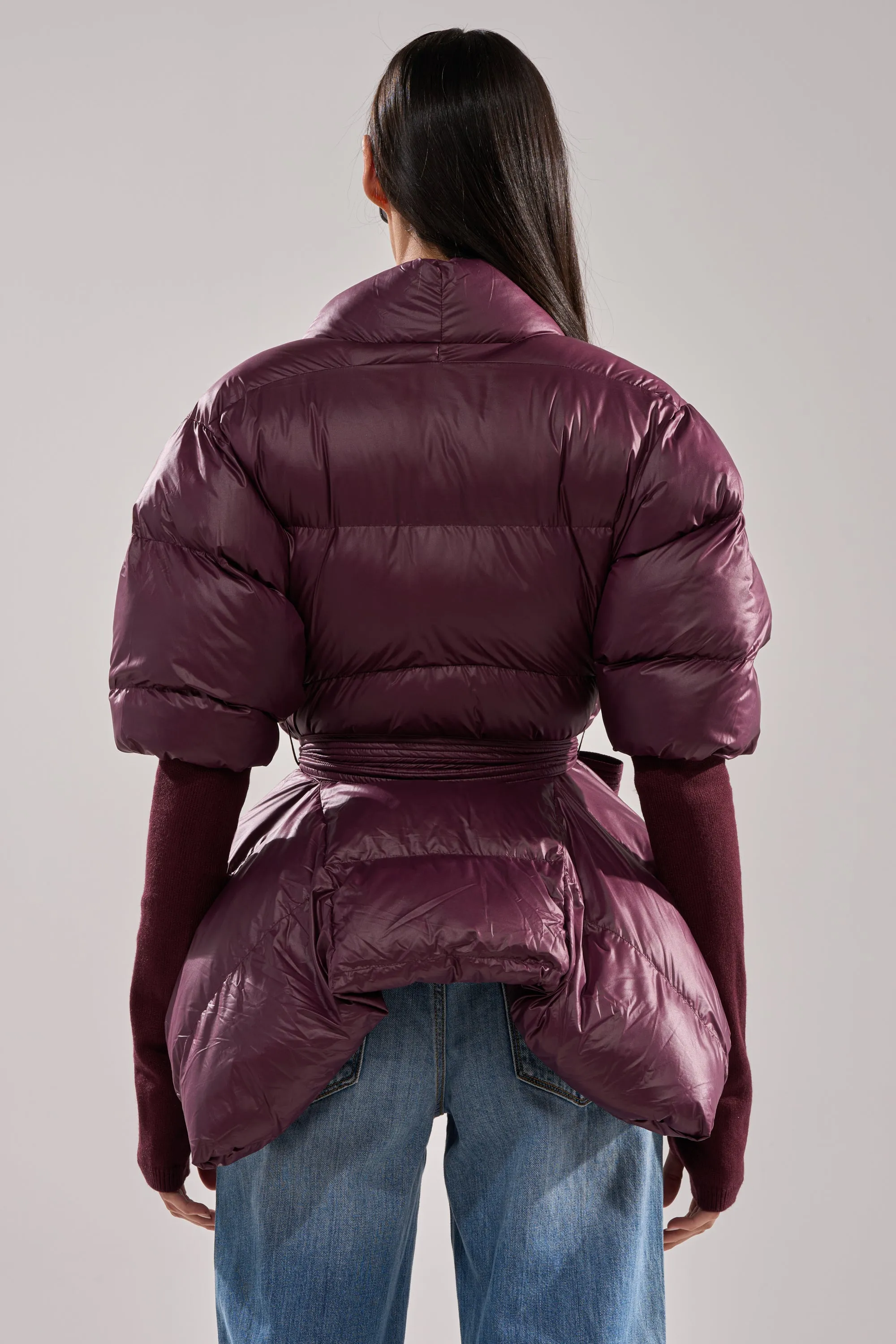 RIB SLEEVE PEPLUM PUFFER IN PURPLE sold by AKIRA product image thumbnail 4