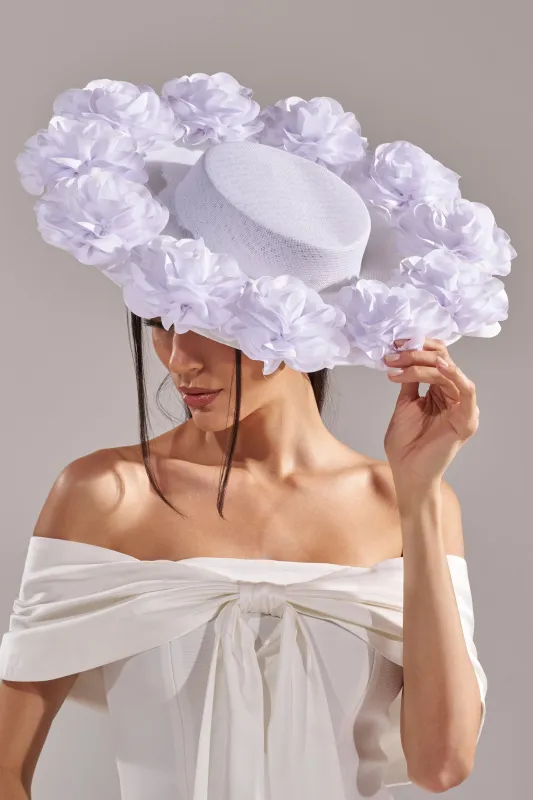 ROSEY CLIP ON HAT IN WHITE sold by AKIRA