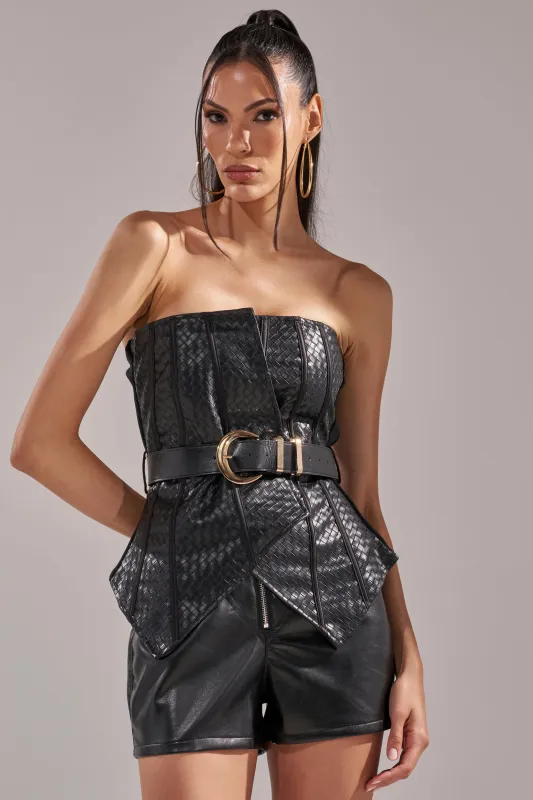 CLASSY GIRL FAUX LEATHER CORSET sold by AKIRA