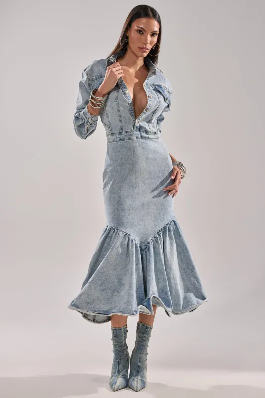 DENIM FOR DAYS MAXI DRESS sold by AKIRA