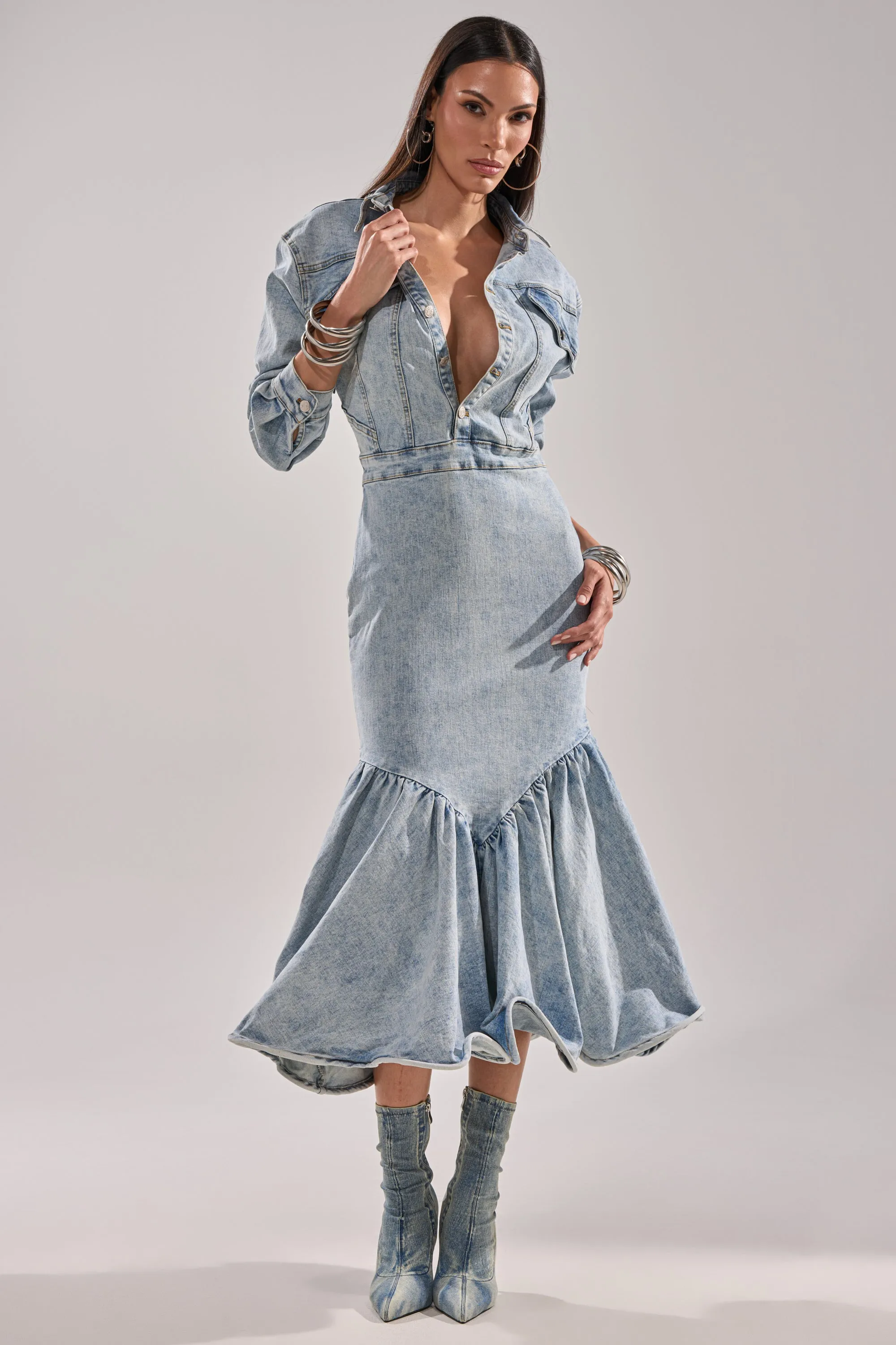 DENIM FOR DAYS MAXI DRESS sold by AKIRA
