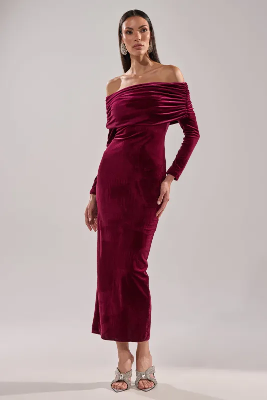 IN THE AIR VELVET MAXI DRESS sold by AKIRA