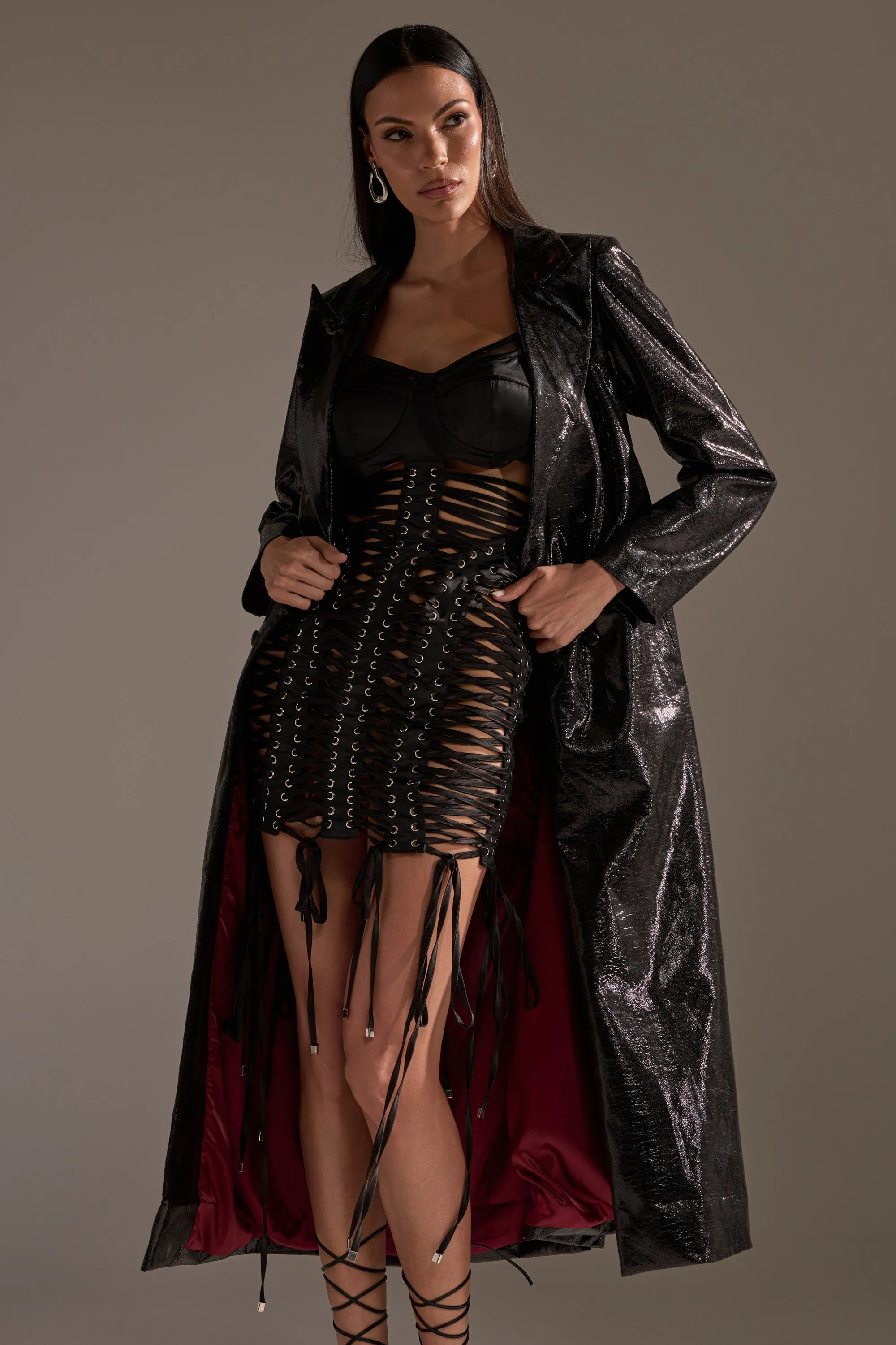 UNBREAKABLE SATIN LACE UP MINI DRESS sold by AKIRA product image thumbnail 2