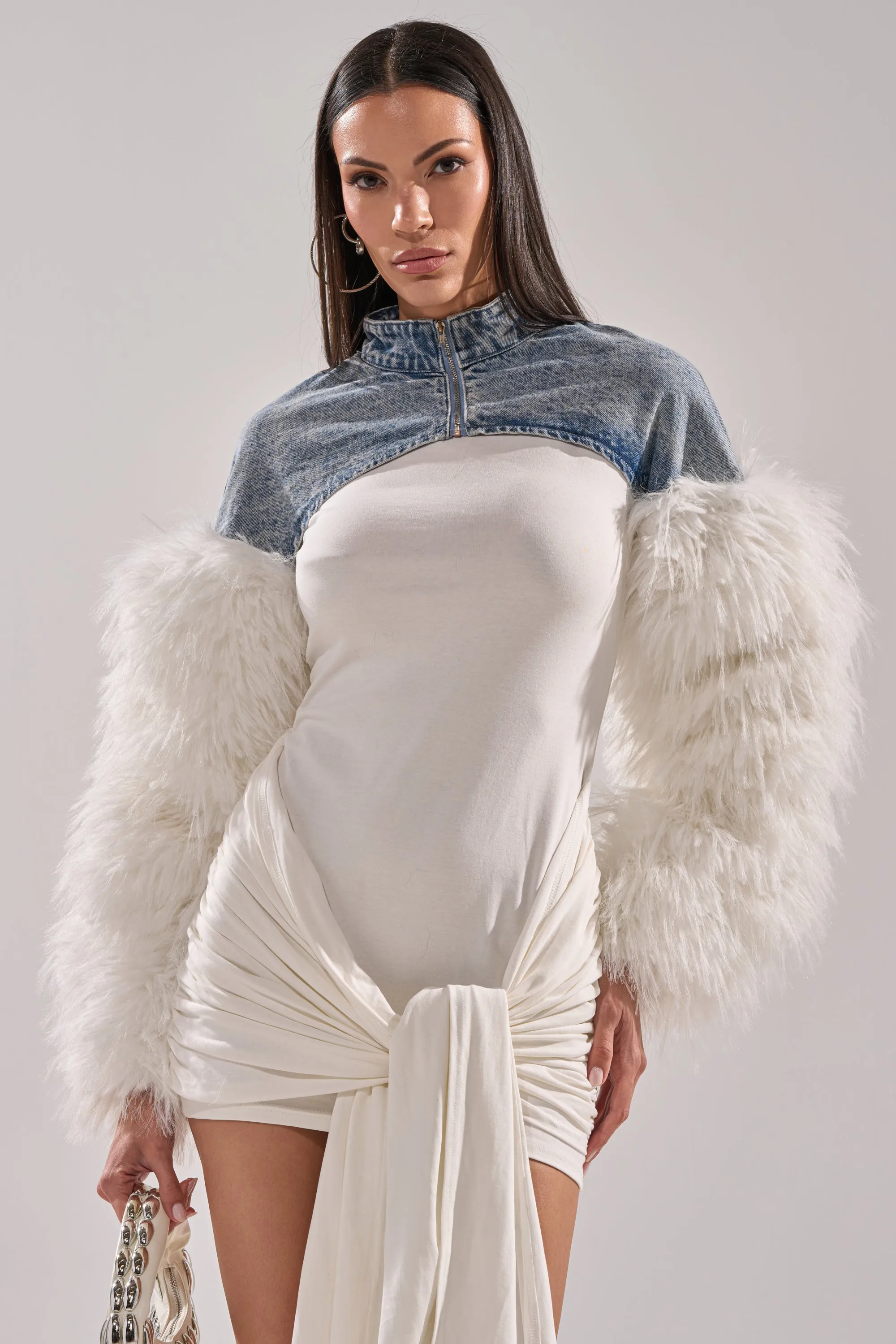 CELESTE FUR SLEEVE BOLERO sold by AKIRA product image thumbnail 3
