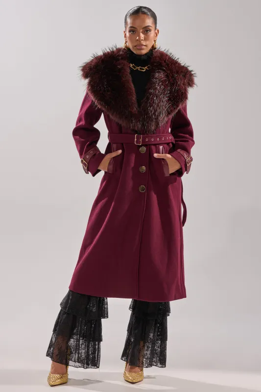 CATALINA FUR COLLAR TRENCH sold by AKIRA