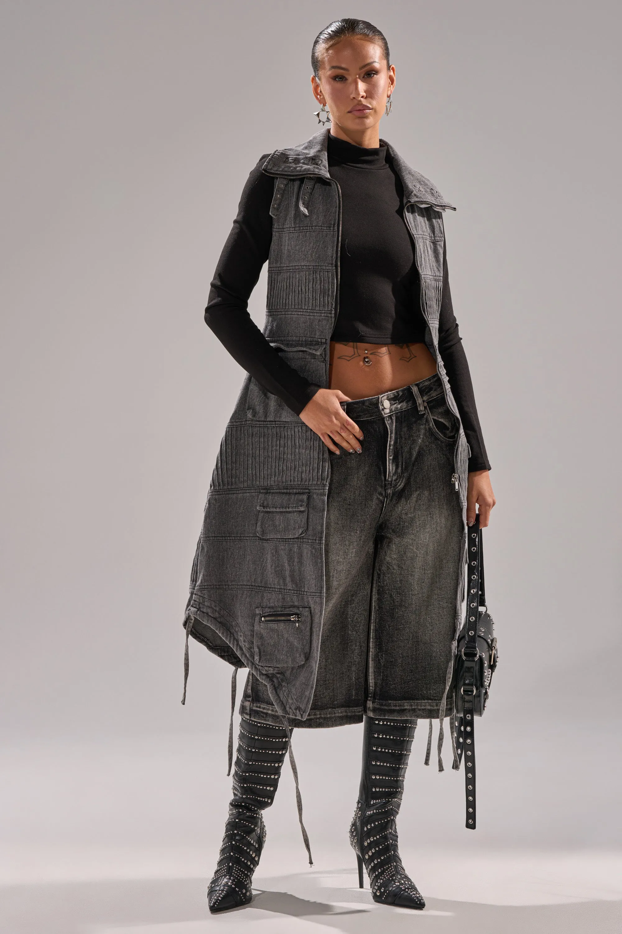 KEEP YOU WAITING DENIM VEST sold by AKIRA product image thumbnail 4