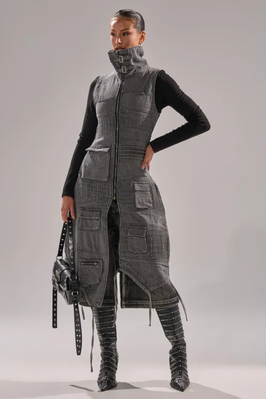 KEEP YOU WAITING DENIM VEST sold by AKIRA