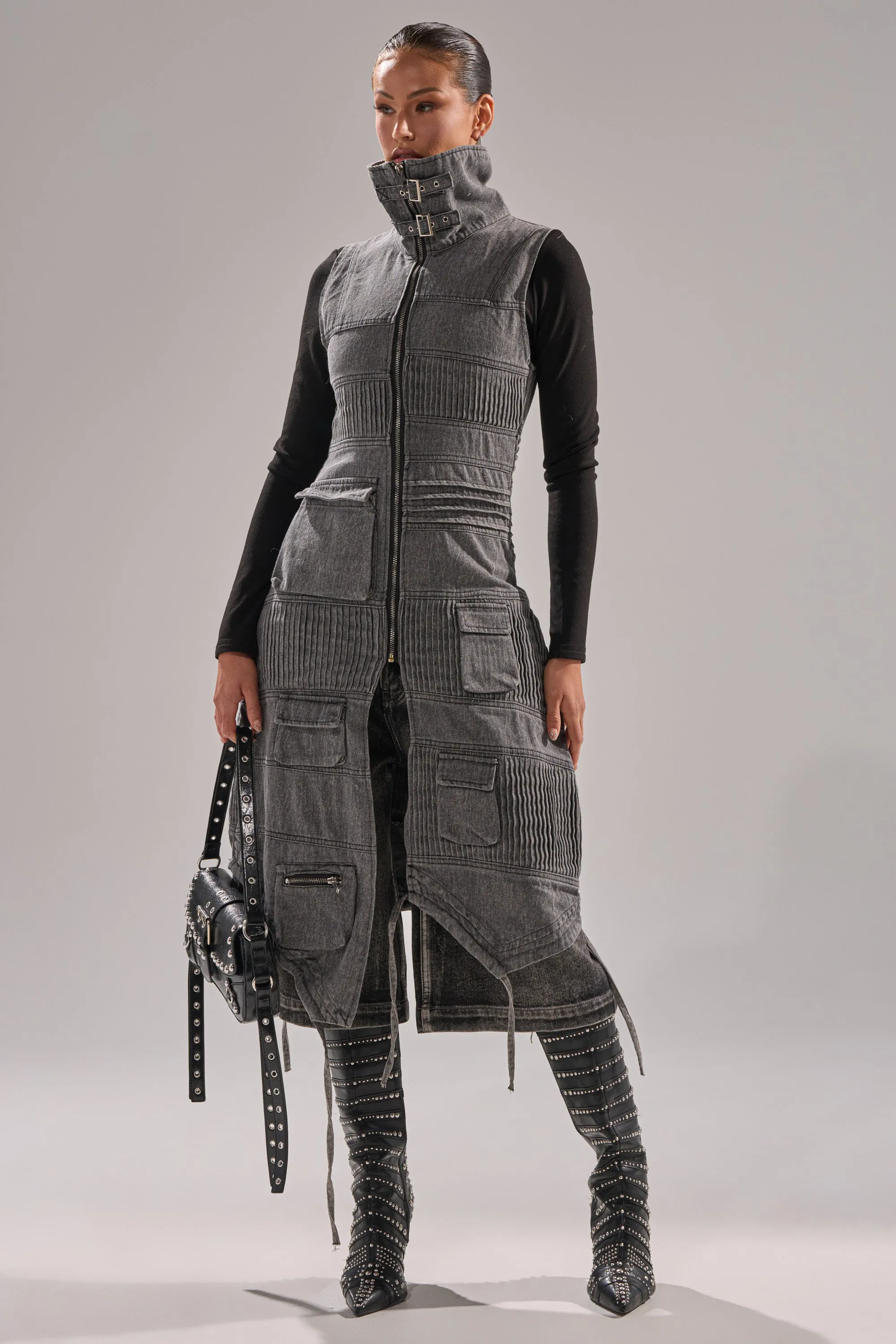 KEEP YOU WAITING DENIM VEST sold by AKIRA product image thumbnail 5