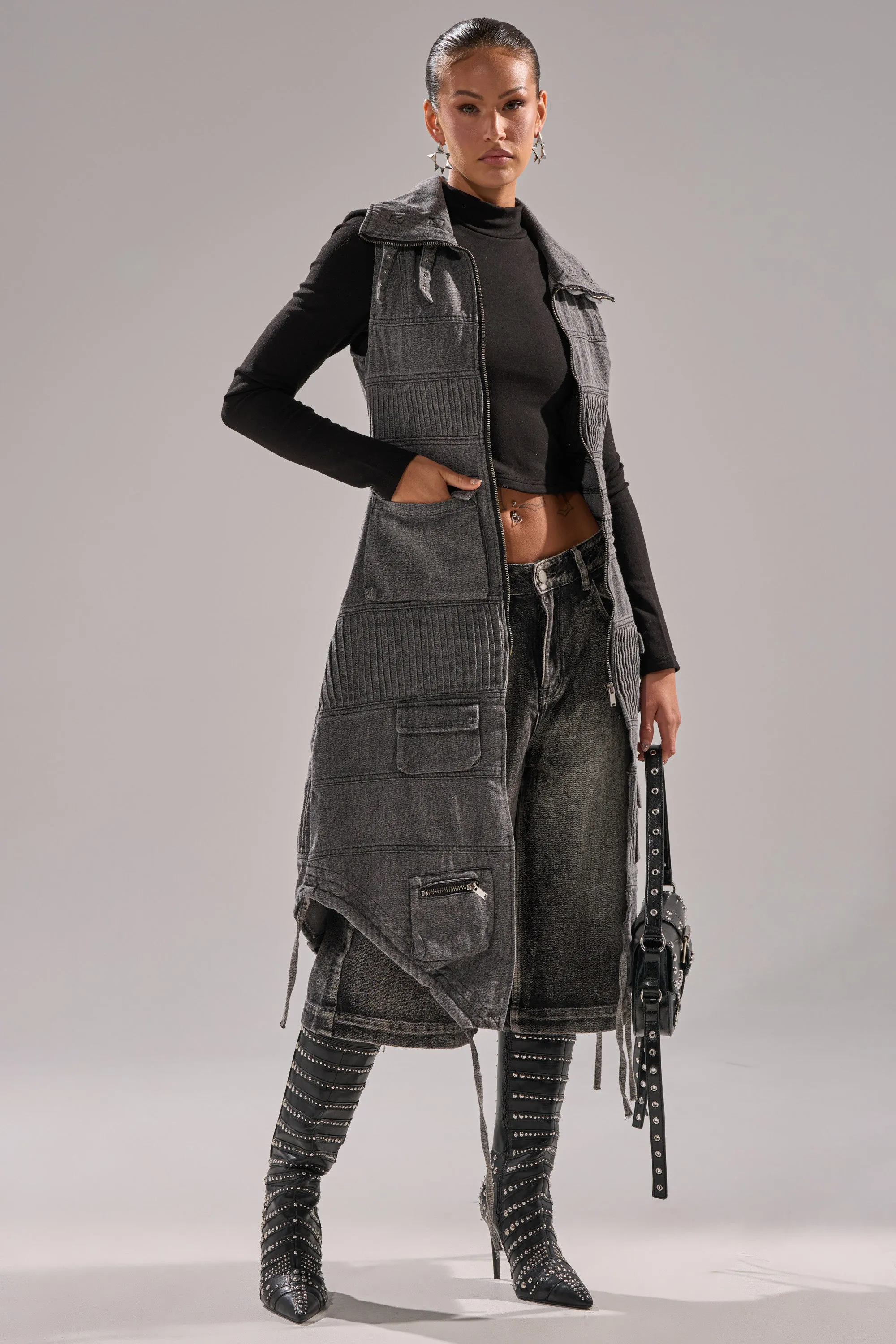 KEEP YOU WAITING DENIM VEST sold by AKIRA product image thumbnail 2