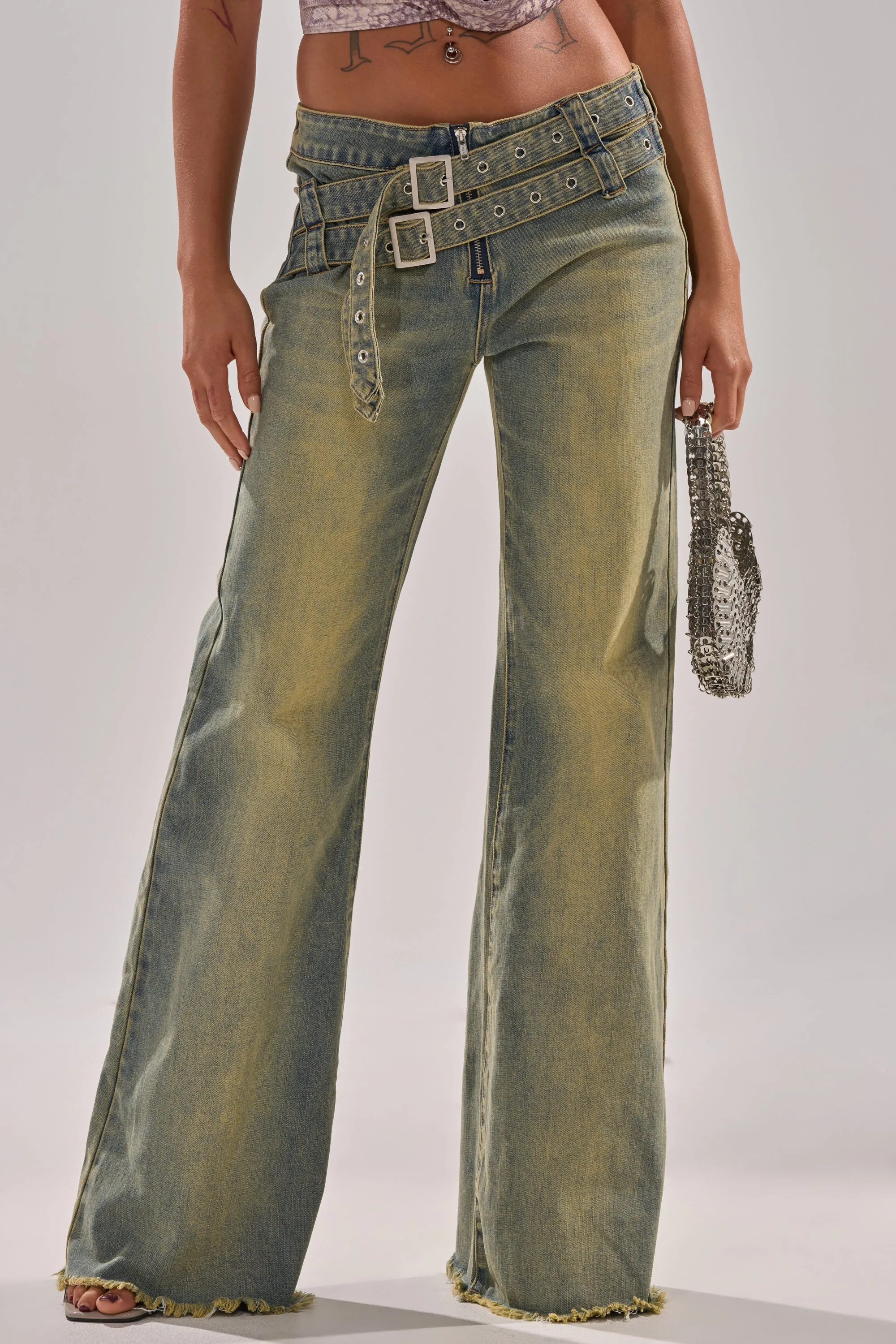 JUST LIKE THAT STRAIGHT-LEG DENIM WITH BUCKLE sold by AKIRA
