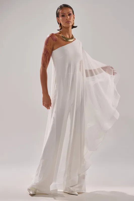 SANDO MESH JUMPSUIT IN WHITE sold by AKIRA