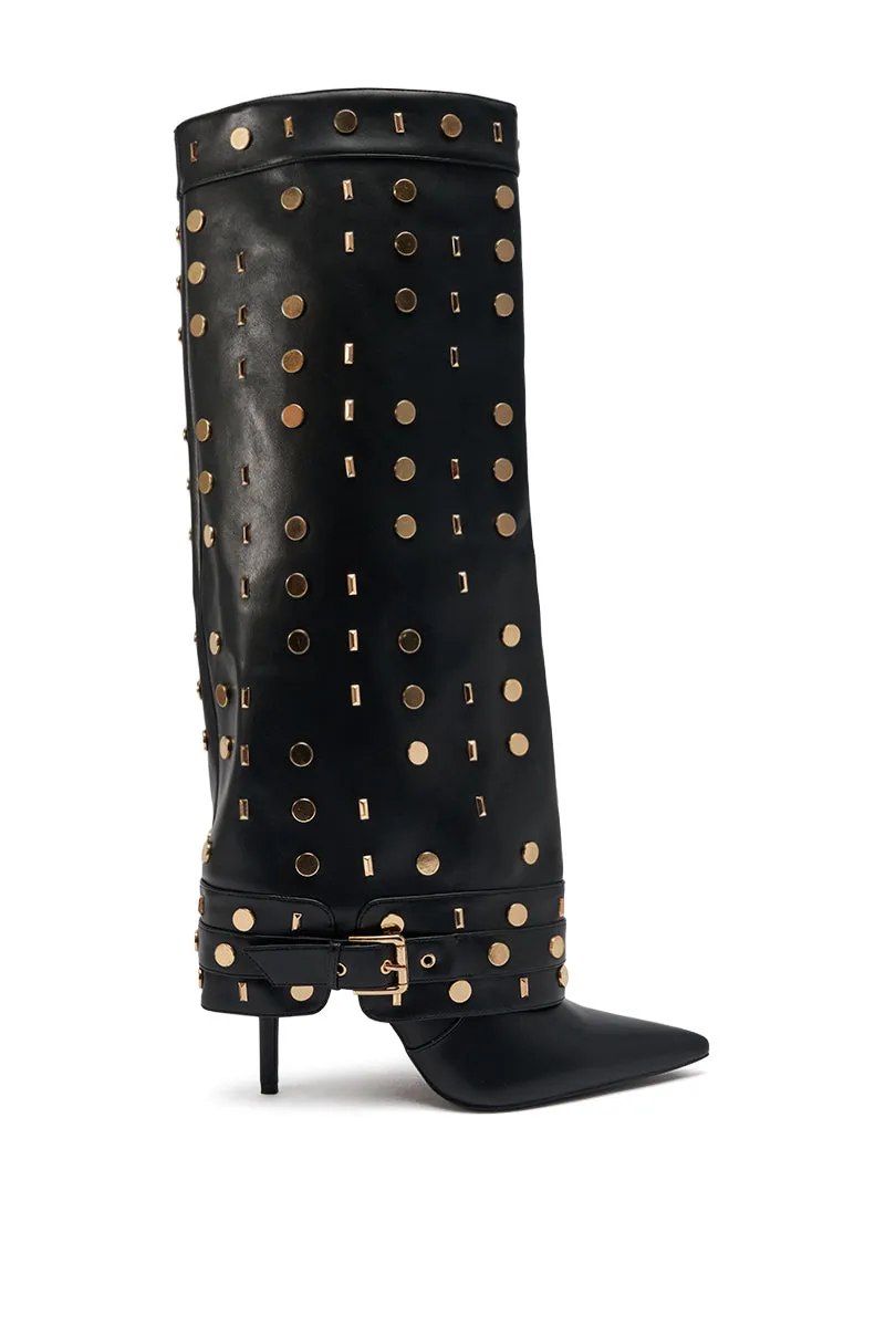 AZALEA WANG ANISSA BLACK MULTI GOLD HARDWARE STILETTO BOOT sold by AKIRA product image thumbnail 5