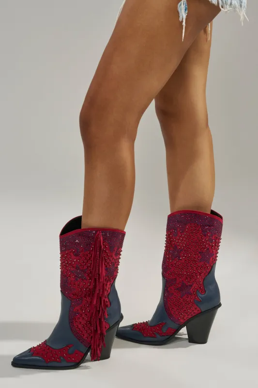AZALEA WANG BETHANIE MULTI RHINESTONE FRINGE WESTERN BOOTIE sold by AKIRA