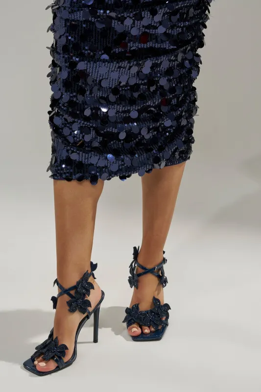 AZALEA WANG ROMI RHINESTONE EMBELLISHED NAVY DRESSY SANDAL sold by AKIRA