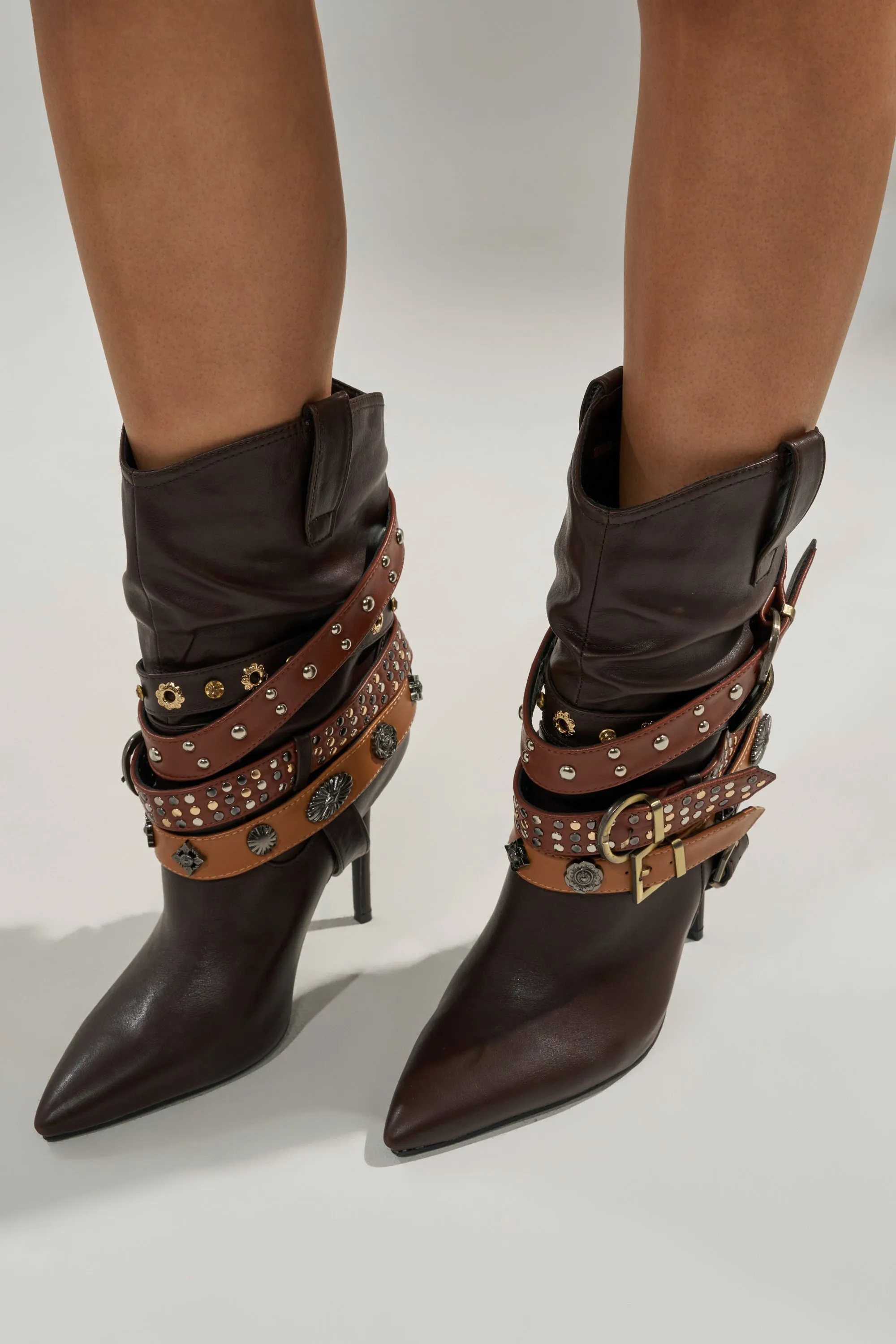 AZALEA WANG BROWN STILETTO BOOTIE sold by AKIRA