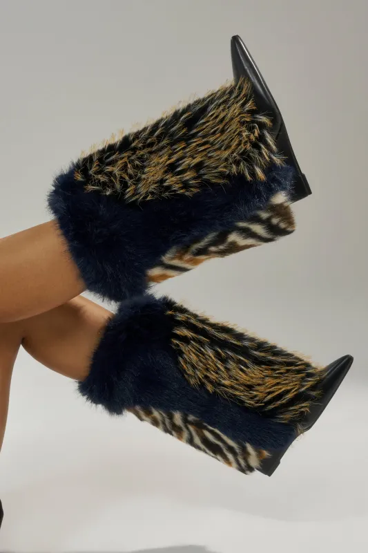 AZALEA WANG BRIASH NAVY MULTI WEDGE BOOTIE sold by AKIRA