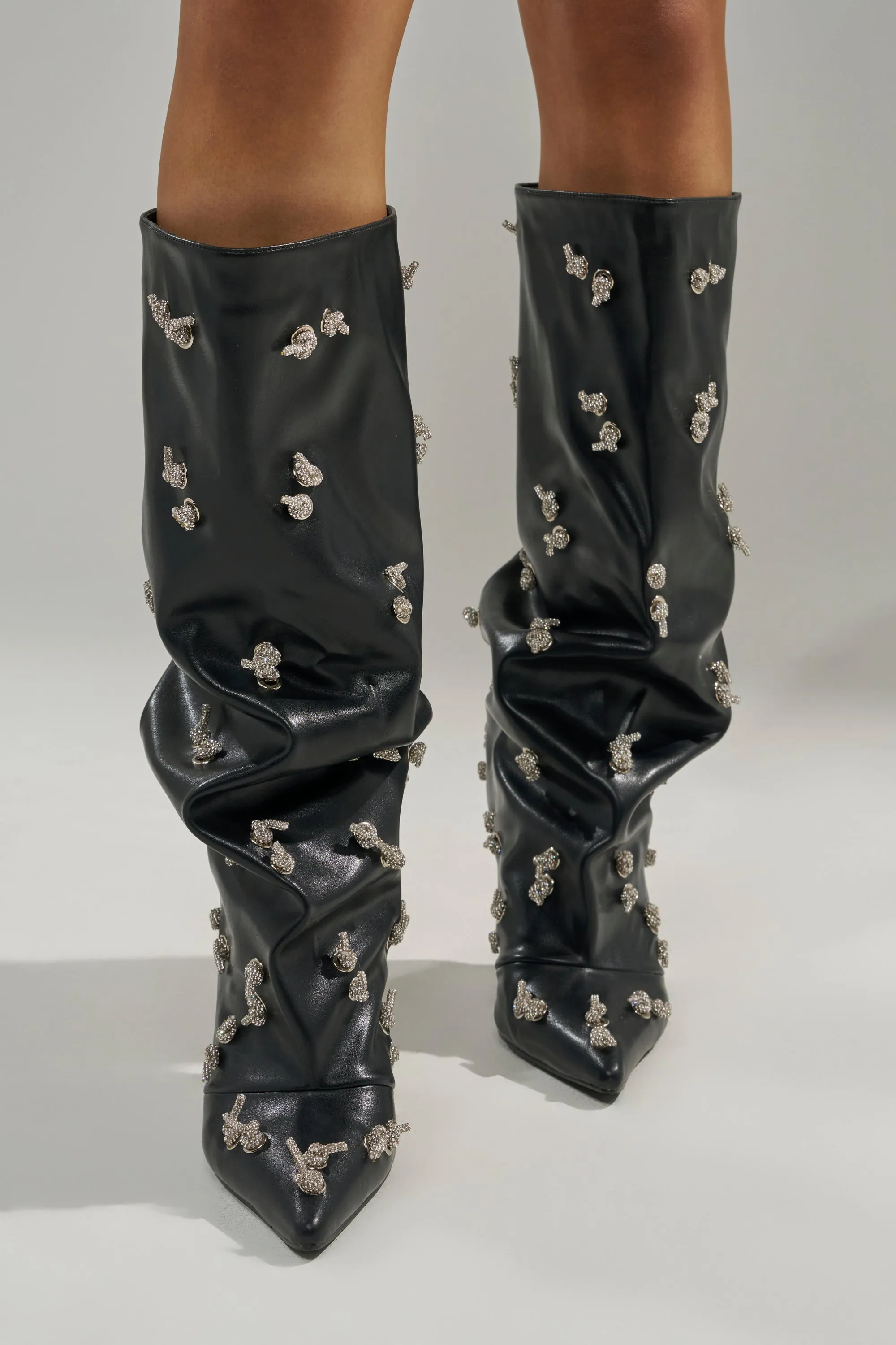 AZALEA WANG COLEMAN STILETTO SILVER HARDWARE BLACK PU BOOT sold by AKIRA product image thumbnail 3