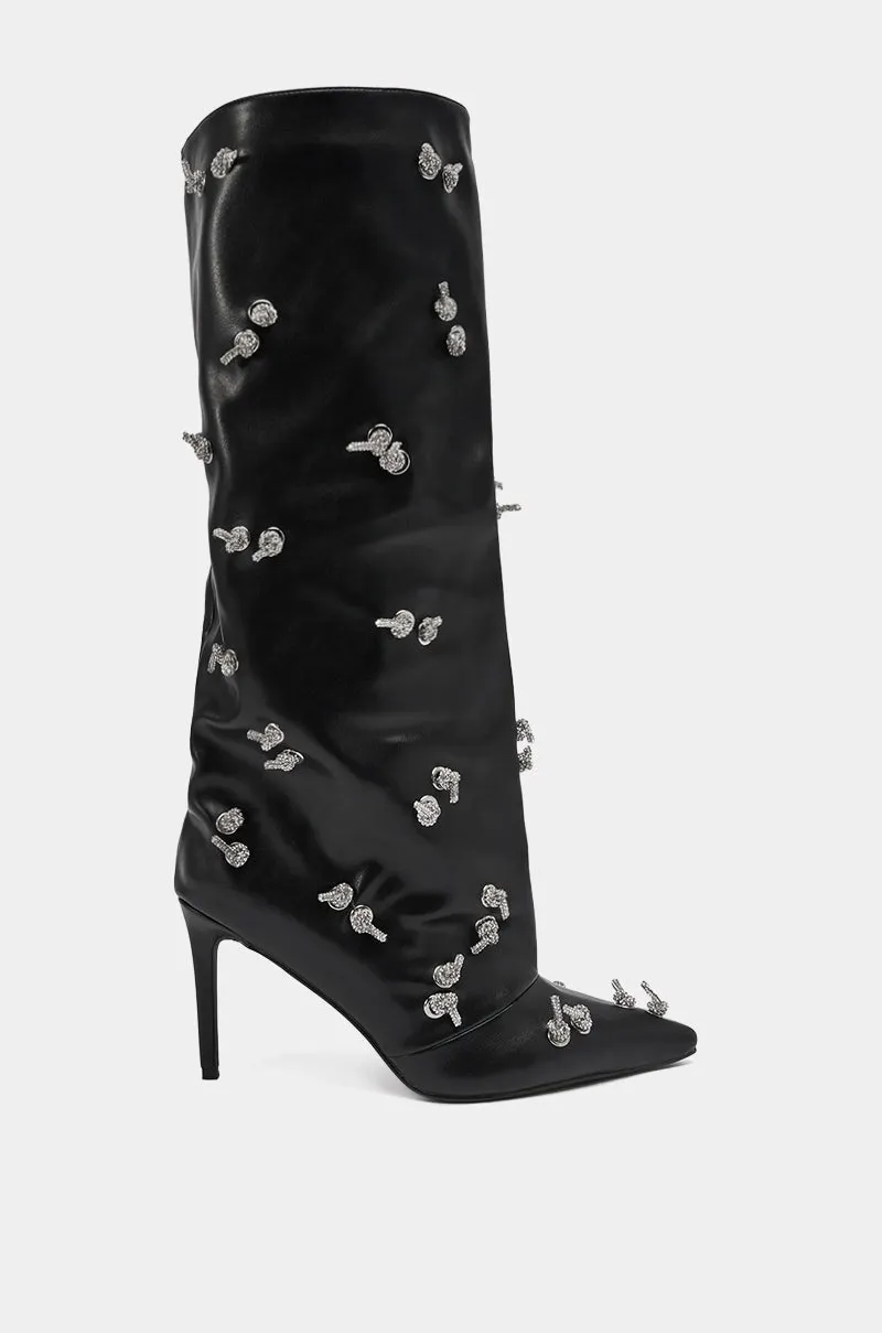 AZALEA WANG COLEMAN STILETTO SILVER HARDWARE BLACK PU BOOT sold by AKIRA product image thumbnail 5