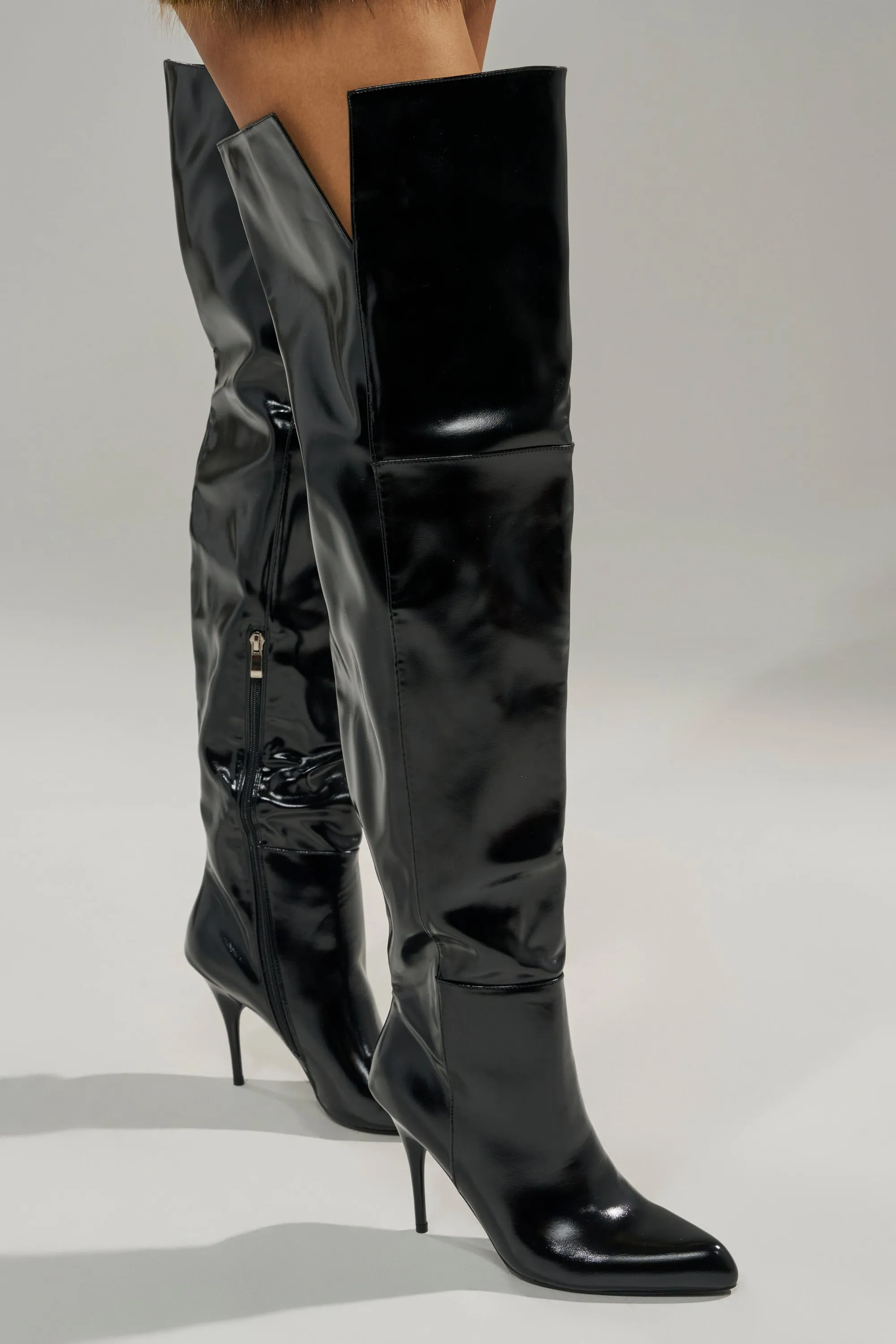 AZALEA WANG SUNSHINE THIGH HIGH BLACK PU STILETTO BOOT sold by AKIRA product image thumbnail 5