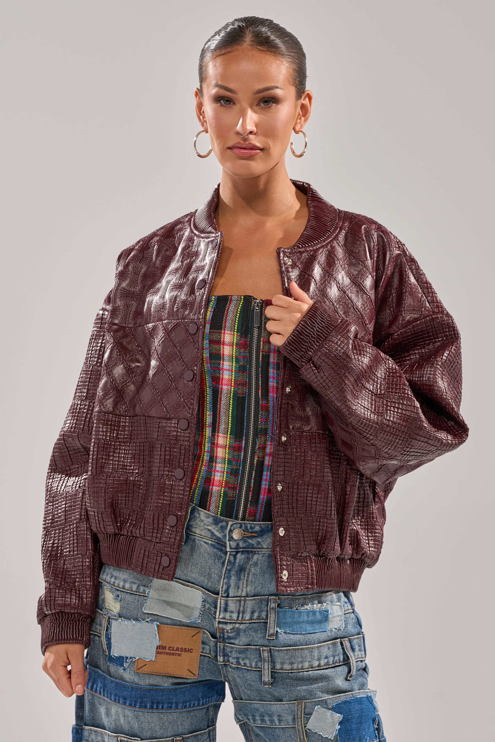 CHARLI PATCHWORK BOMBER sold by AKIRA product image thumbnail 5