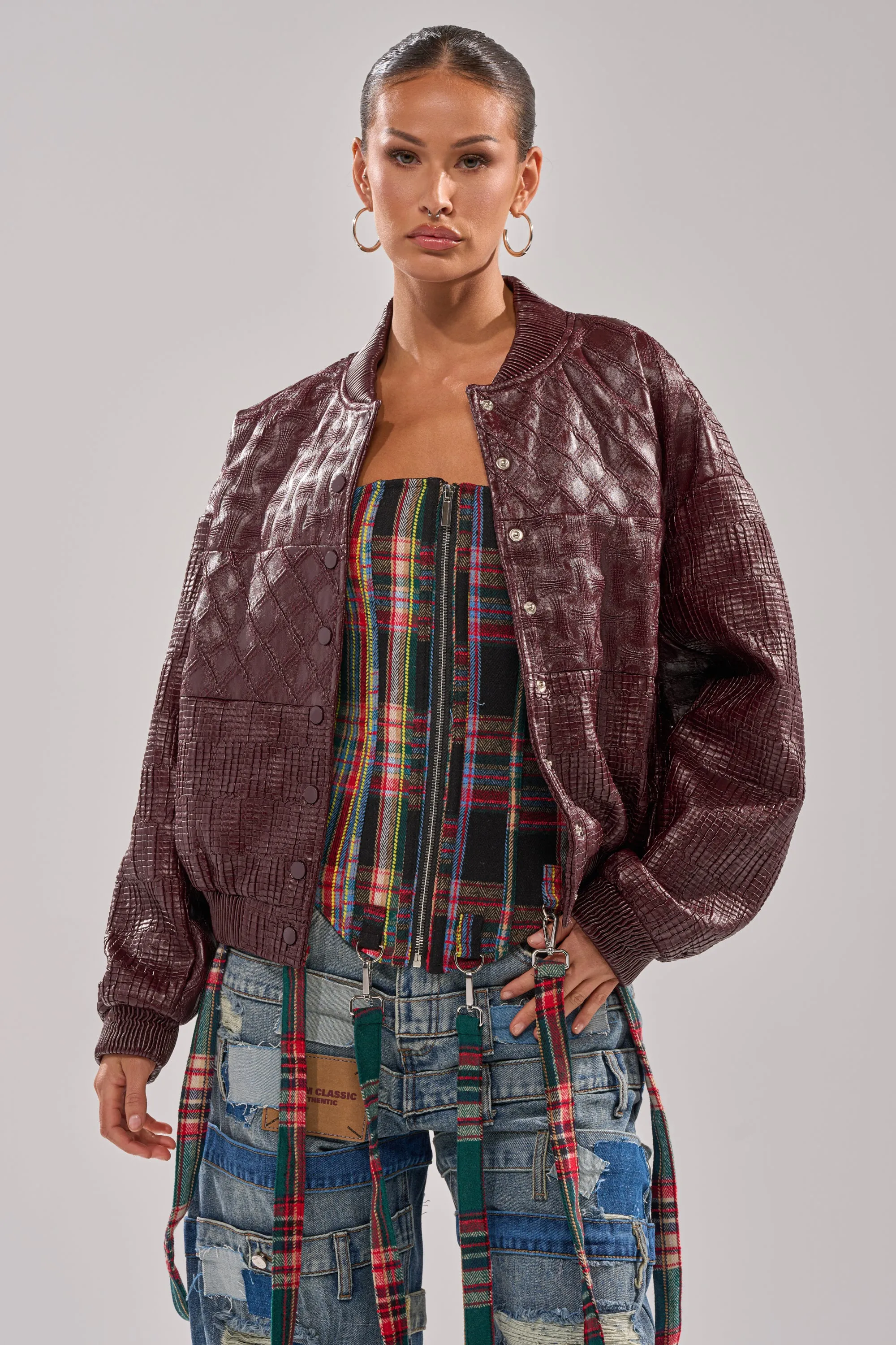 CHARLI PATCHWORK BOMBER sold by AKIRA product image thumbnail 3
