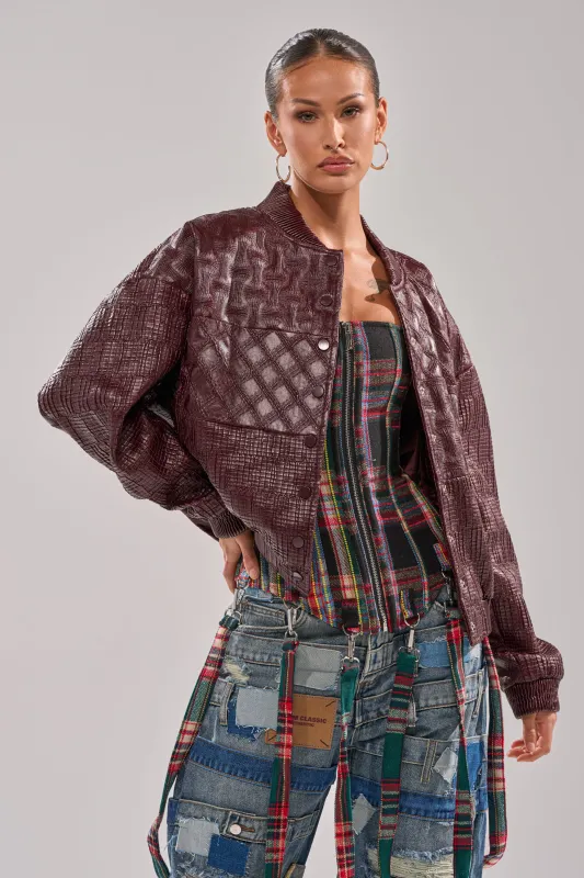 CHARLI PATCHWORK BOMBER sold by AKIRA