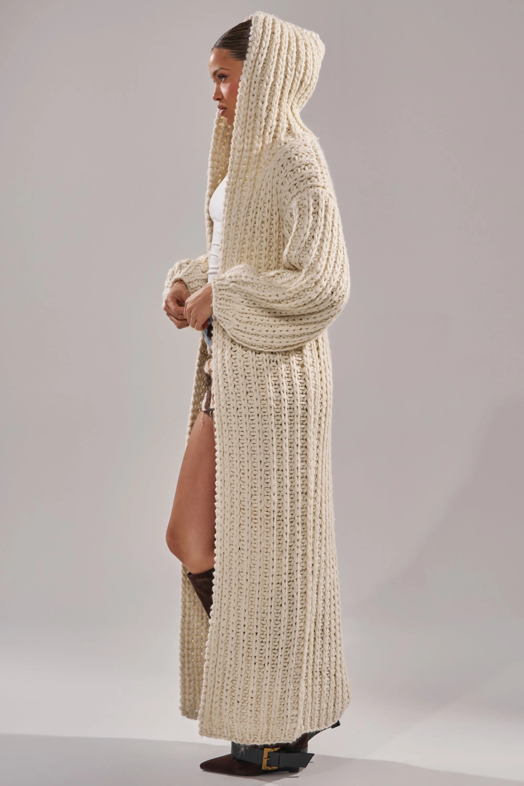 COZY CROCHET LONG HOODED CARDIGAN sold by AKIRA product image thumbnail 4