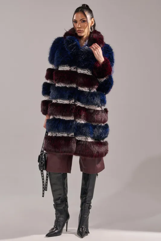 EGO PANELED FAUX FUR COAT sold by AKIRA