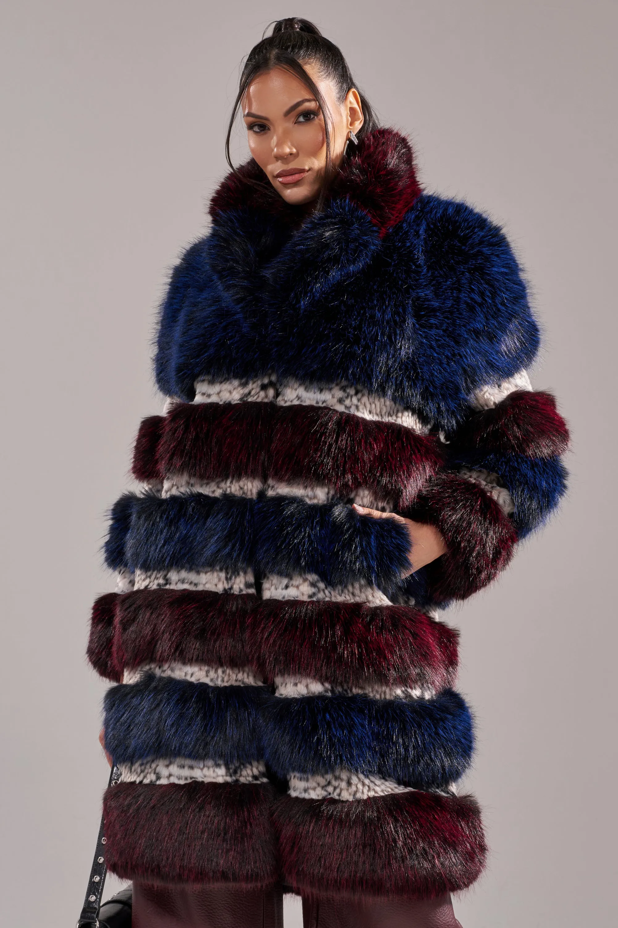 EGO PANELED FAUX FUR COAT sold by AKIRA product image thumbnail 3