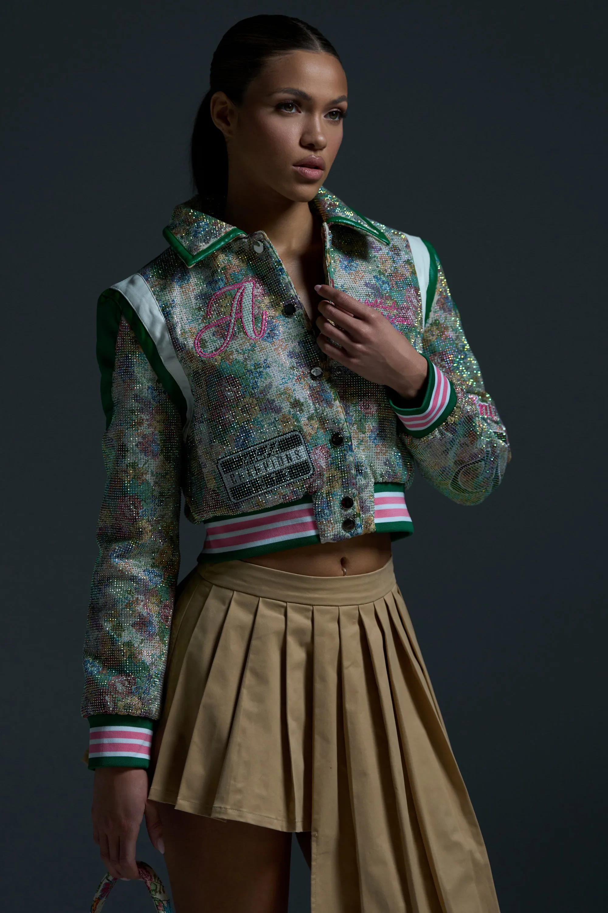 TAPPED OUT RHINESTONE BOMBER sold by AKIRA product image thumbnail 3