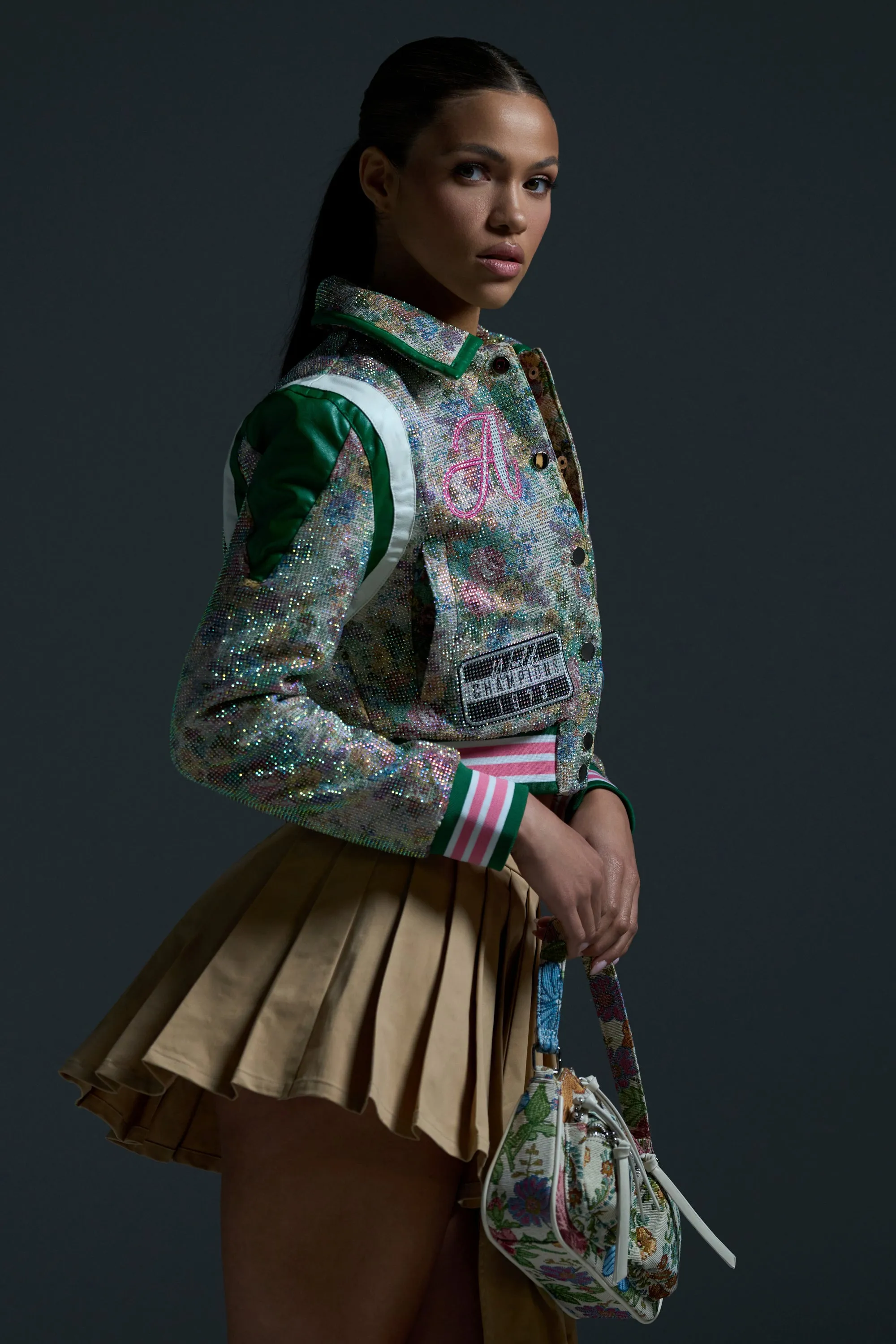 TAPPED OUT RHINESTONE BOMBER sold by AKIRA product image thumbnail 5