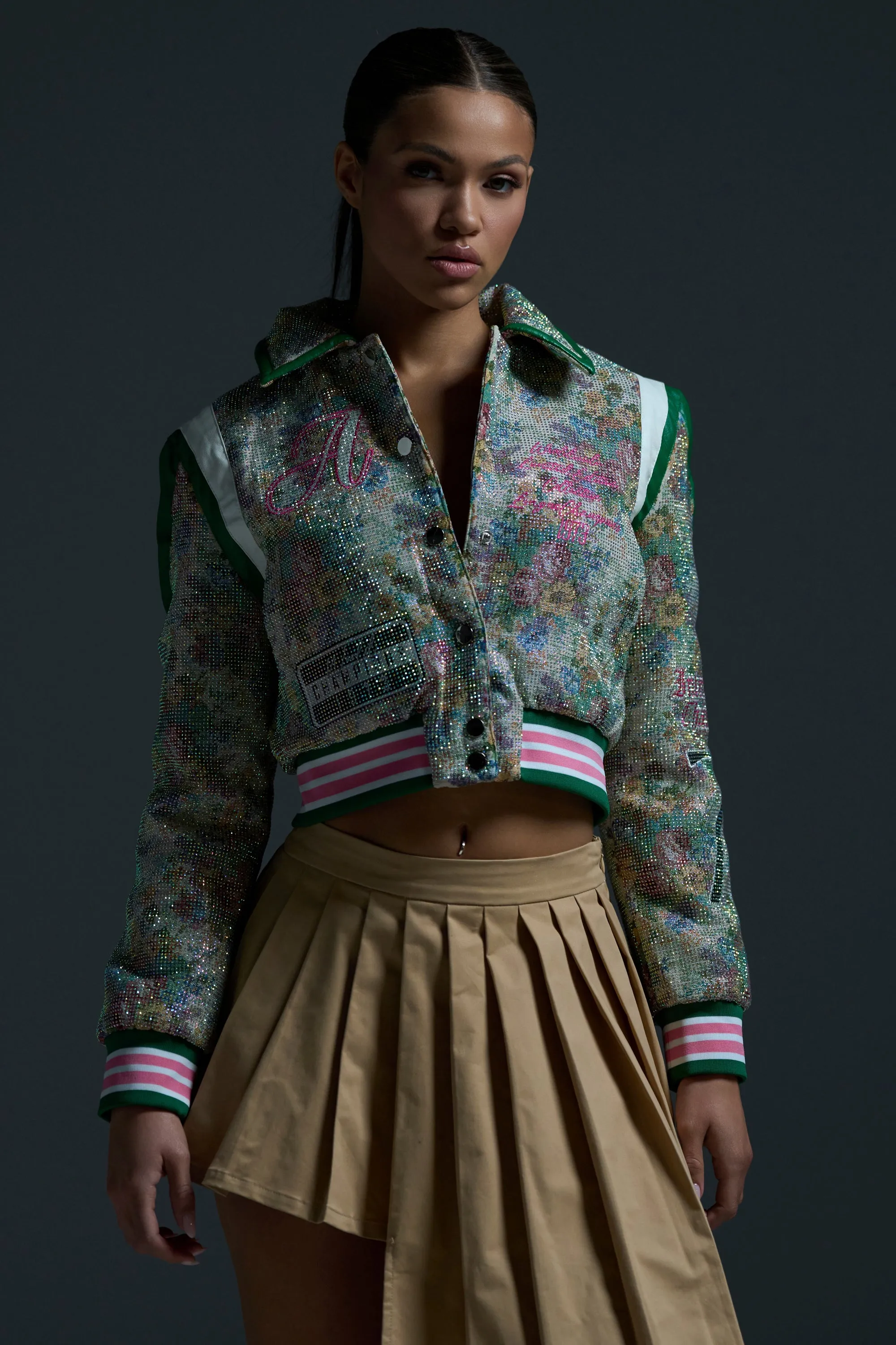 TAPPED OUT RHINESTONE BOMBER sold by AKIRA product image thumbnail 4