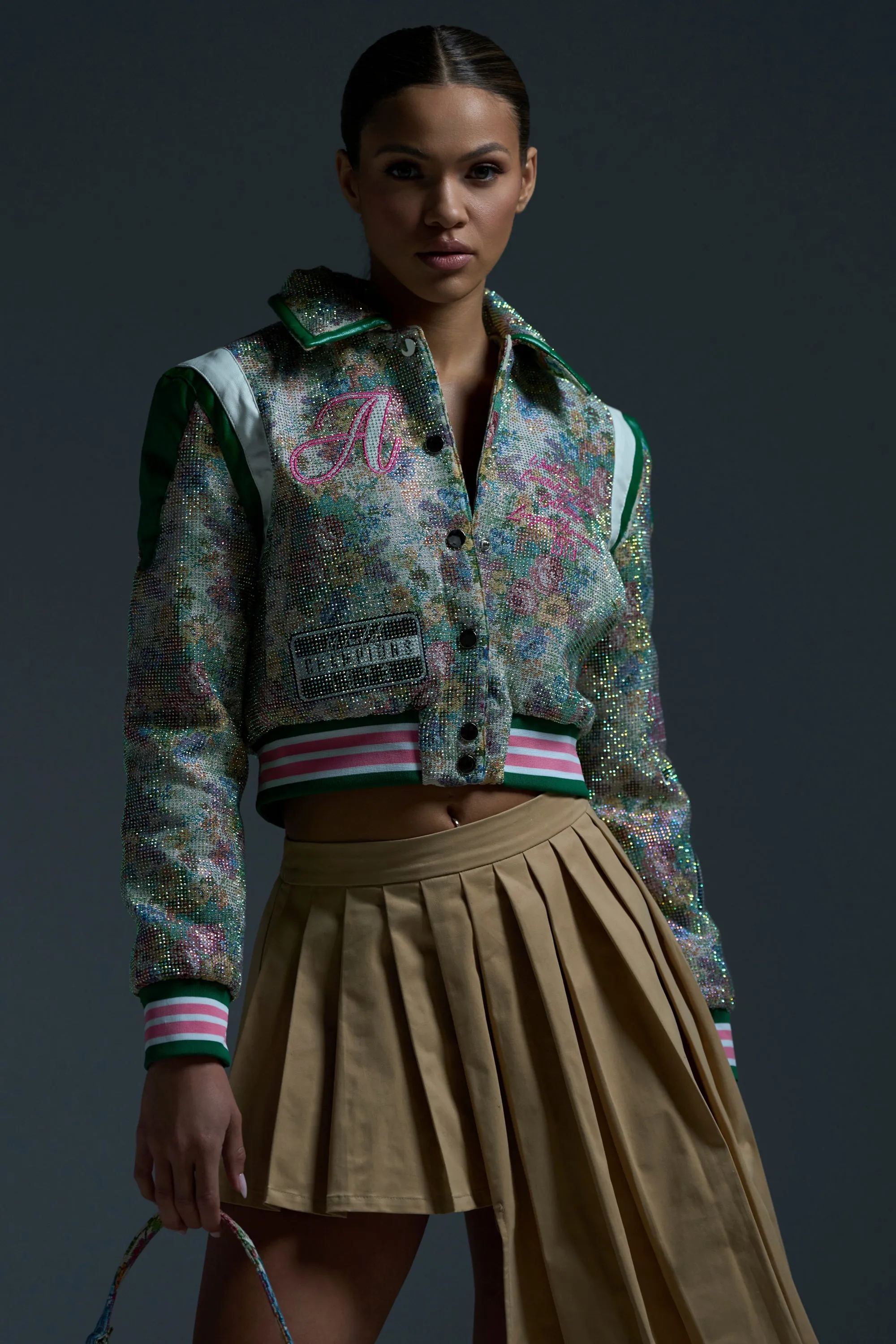 TAPPED OUT RHINESTONE BOMBER sold by AKIRA product image thumbnail 2