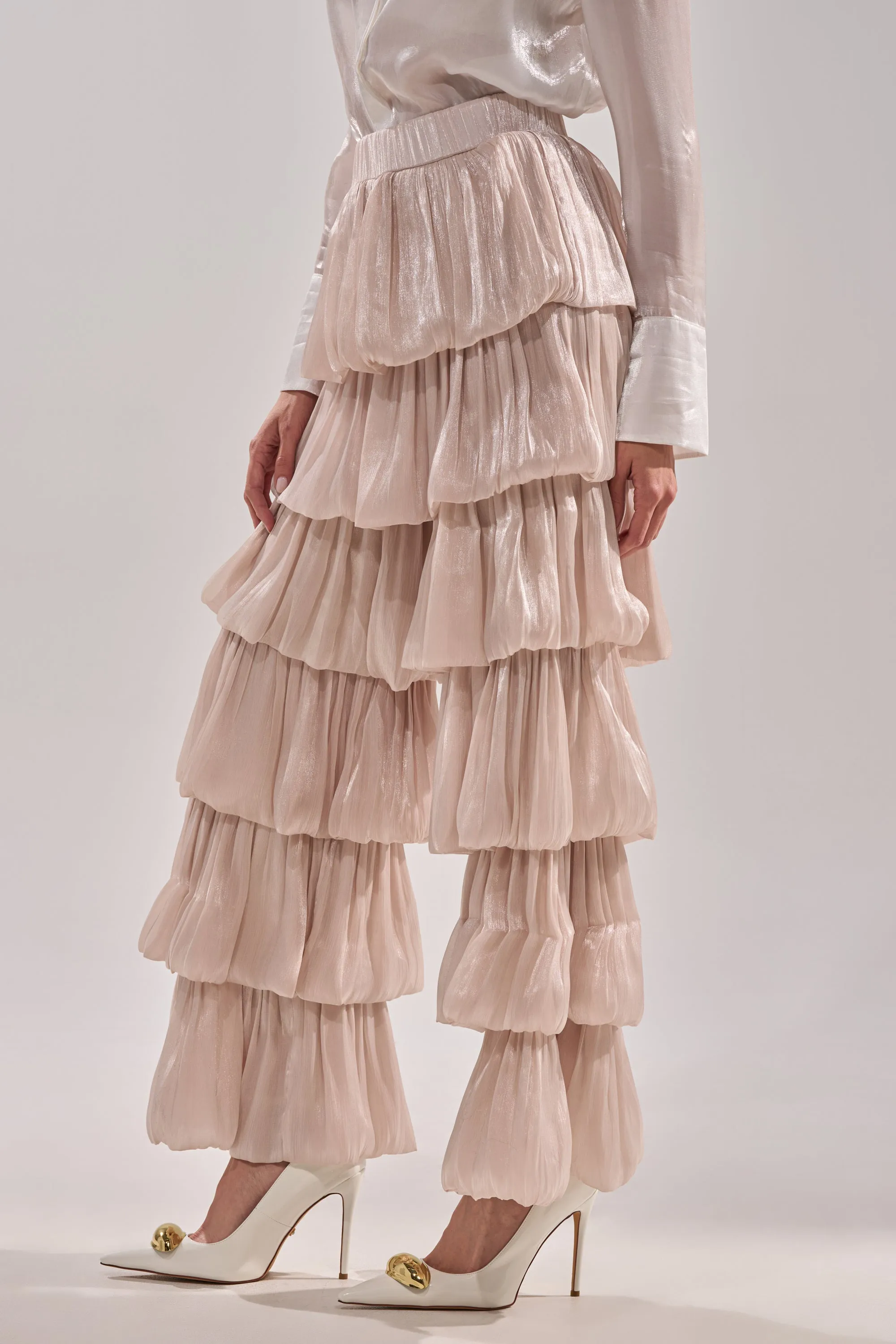 STAR OF THE NIGHT FLOUNCY PANT IN IVORY sold by AKIRA product image thumbnail 4