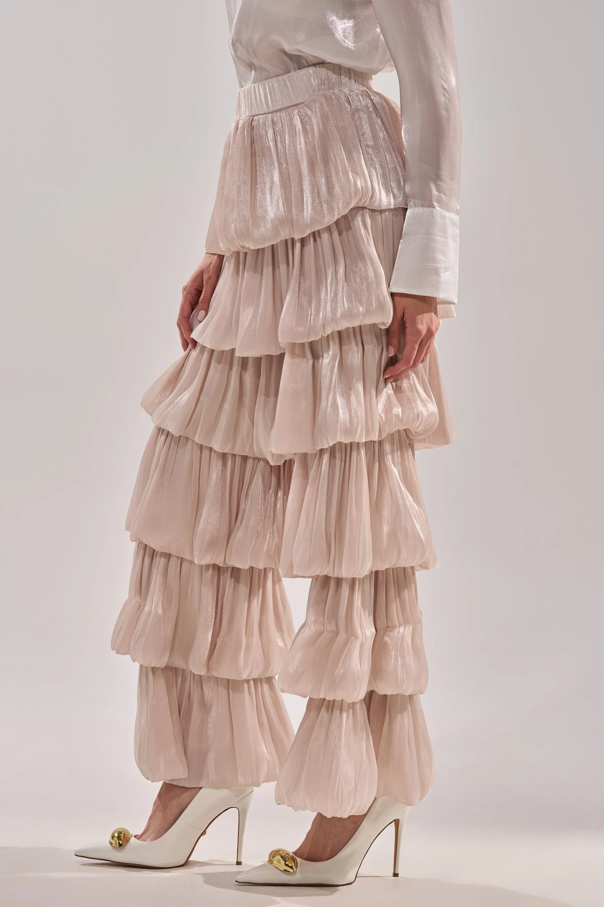 STAR OF THE NIGHT FLOUNCY PANT IN IVORY sold by AKIRA product image thumbnail 3