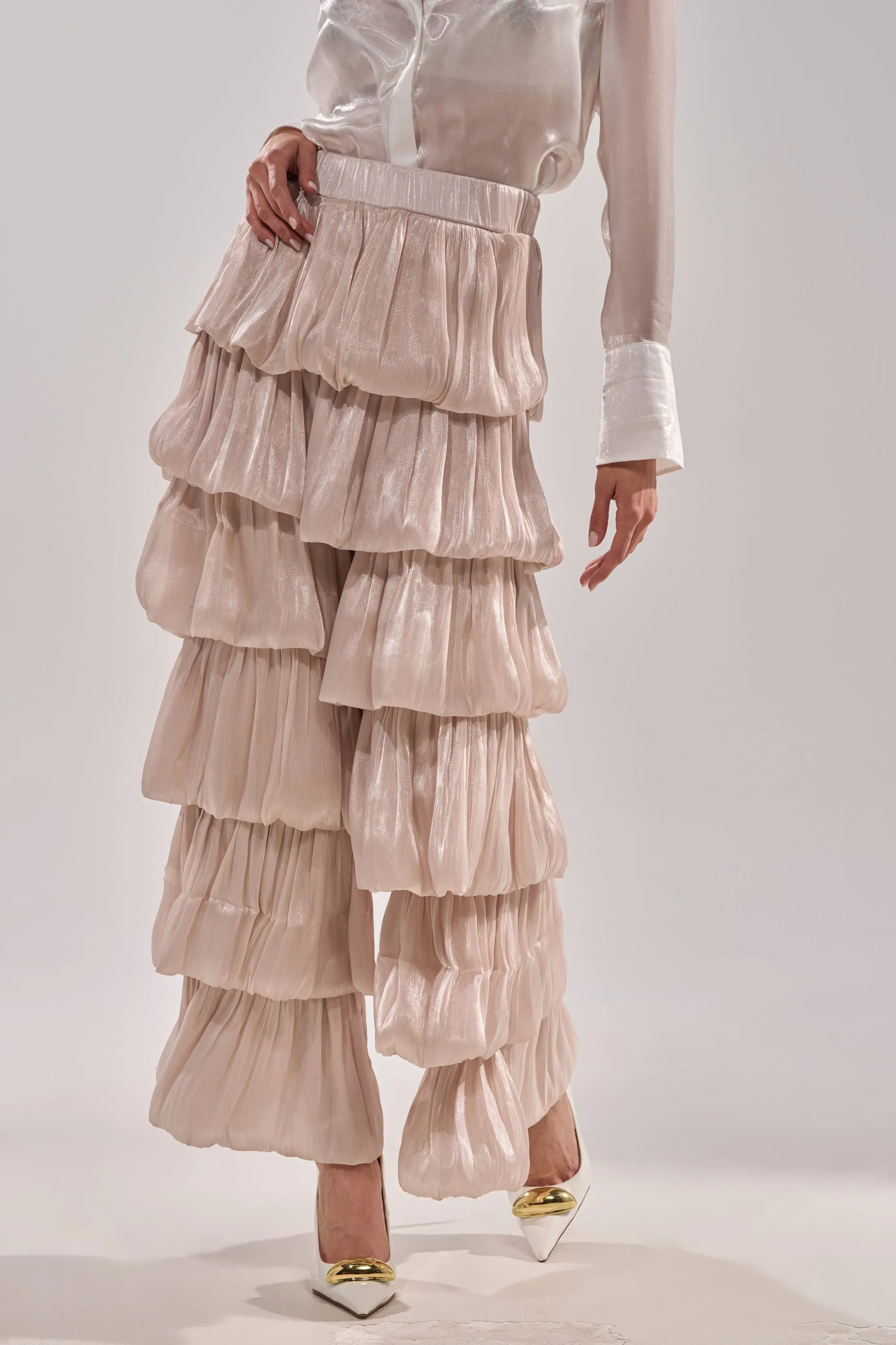 STAR OF THE NIGHT FLOUNCY PANT IN IVORY sold by AKIRA product image thumbnail 2